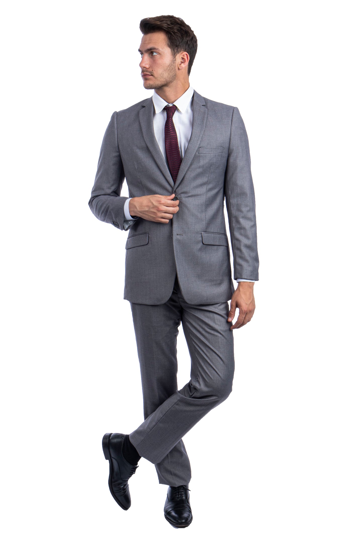 title:Azzuro Mid Grey Suits 3 PC Hybrid Fit;color:Mid Grey