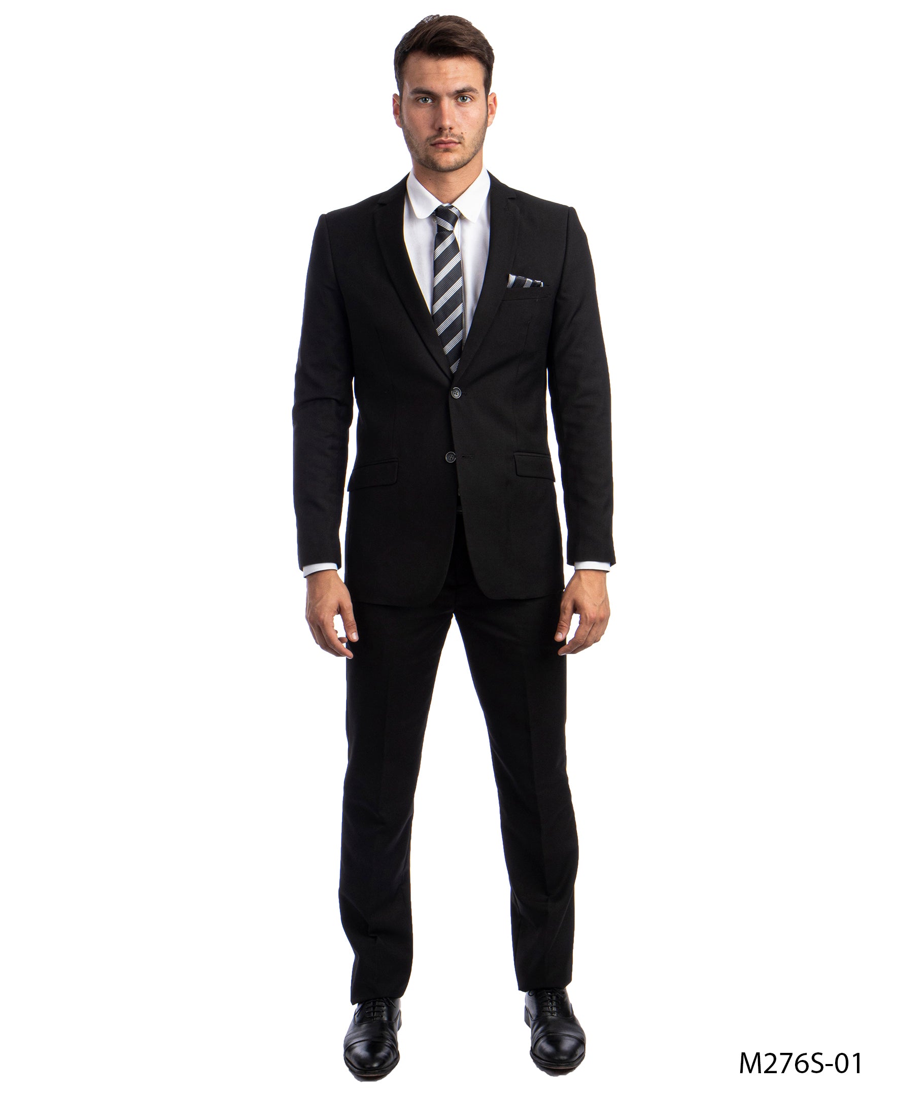 title:Azzuro Black Suits 2 PC Slim Fit;color:Black