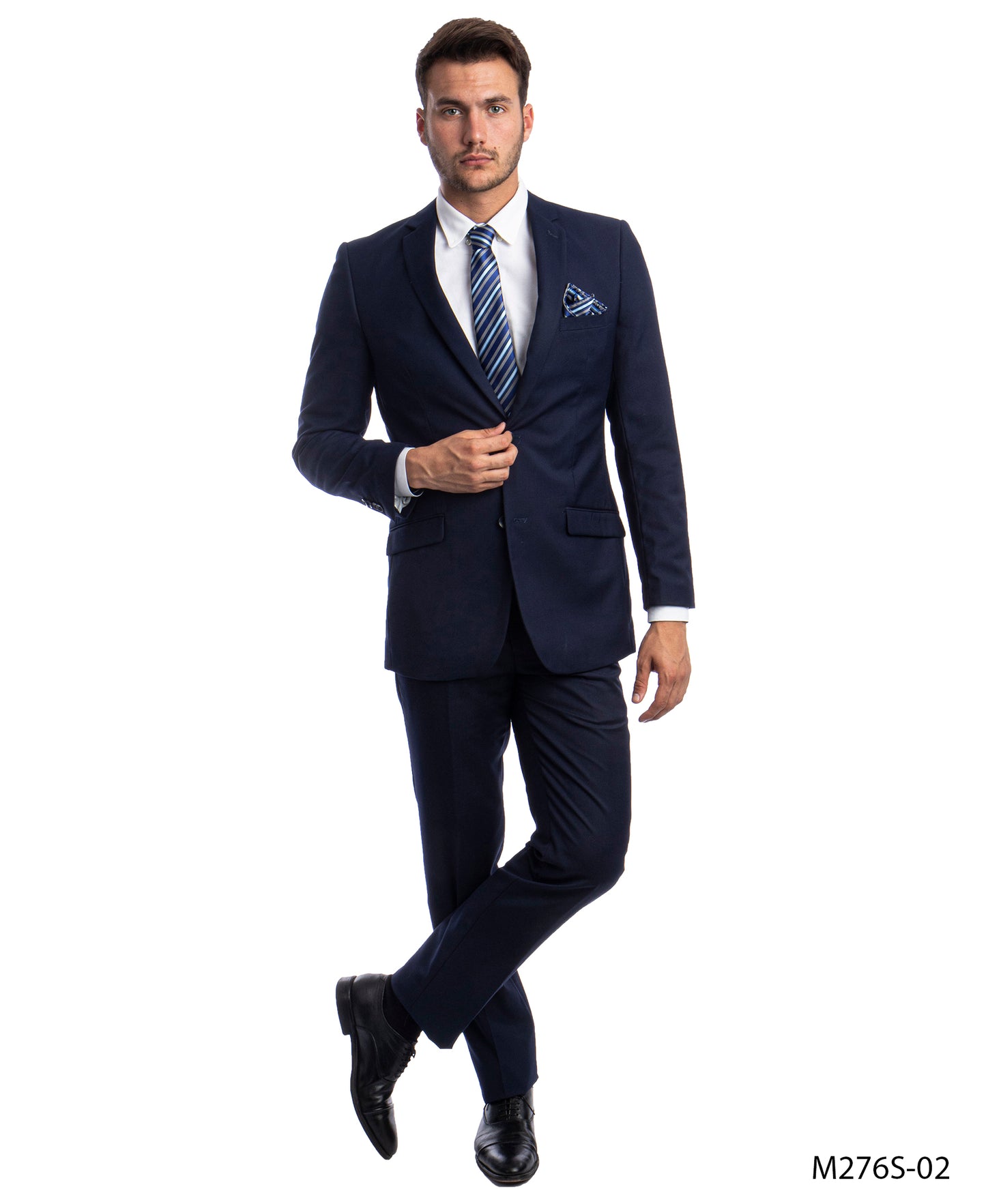 title:Azzuro Navy Blue Suits 2 PC Slim Fit;color:Navy Blue