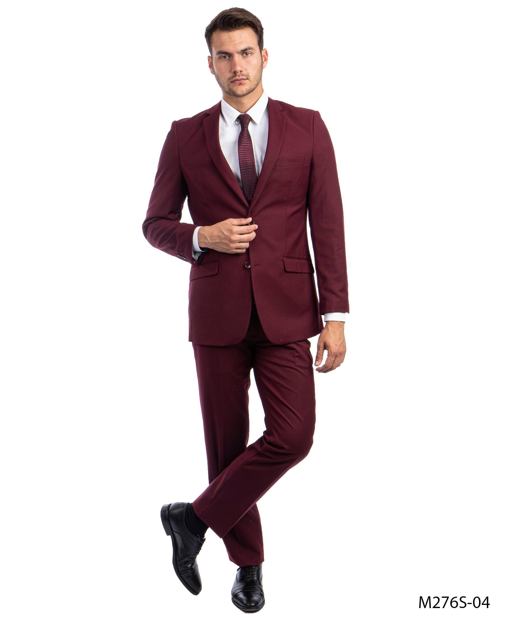 title:Azzuro Burgundy Suits 2 PC Slim Fit;color:Burgundy