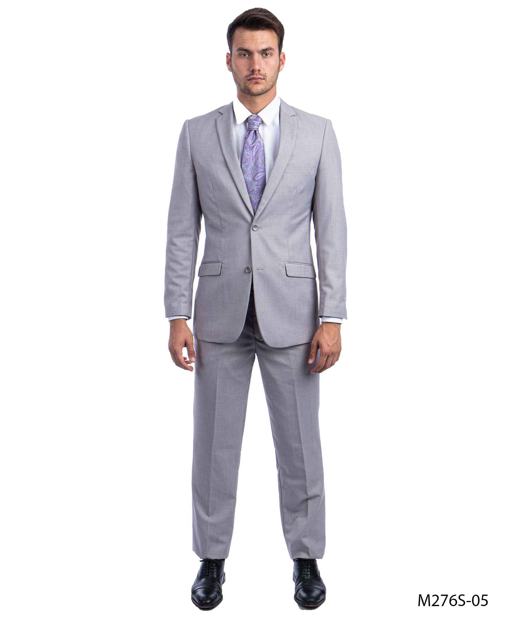 title:Azzuro Light Gray Suits 2 PC Slim Fit;color:Light Gray