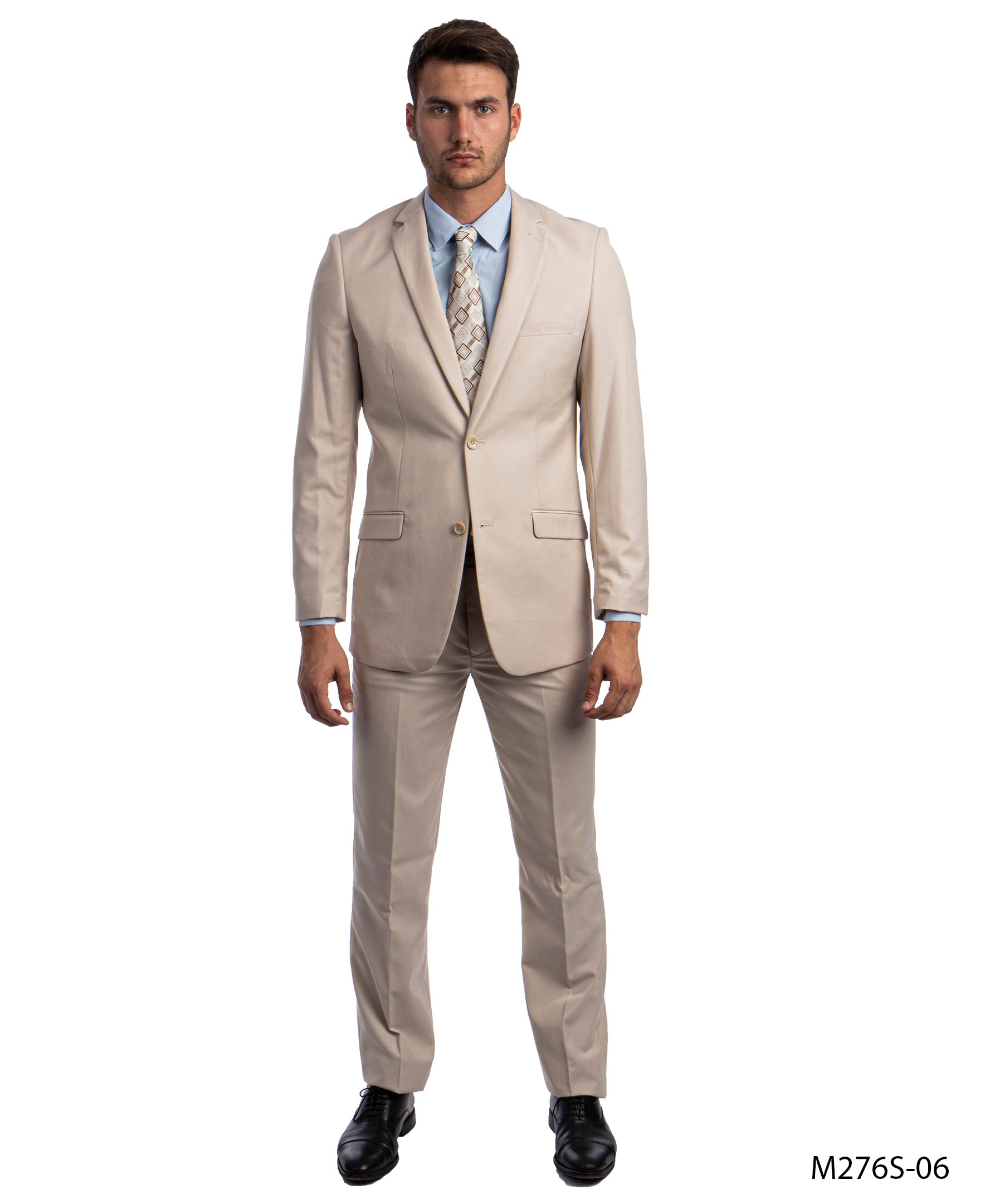 title:Azzuro Tan Suits 2 PC Slim Fit;color:Tan