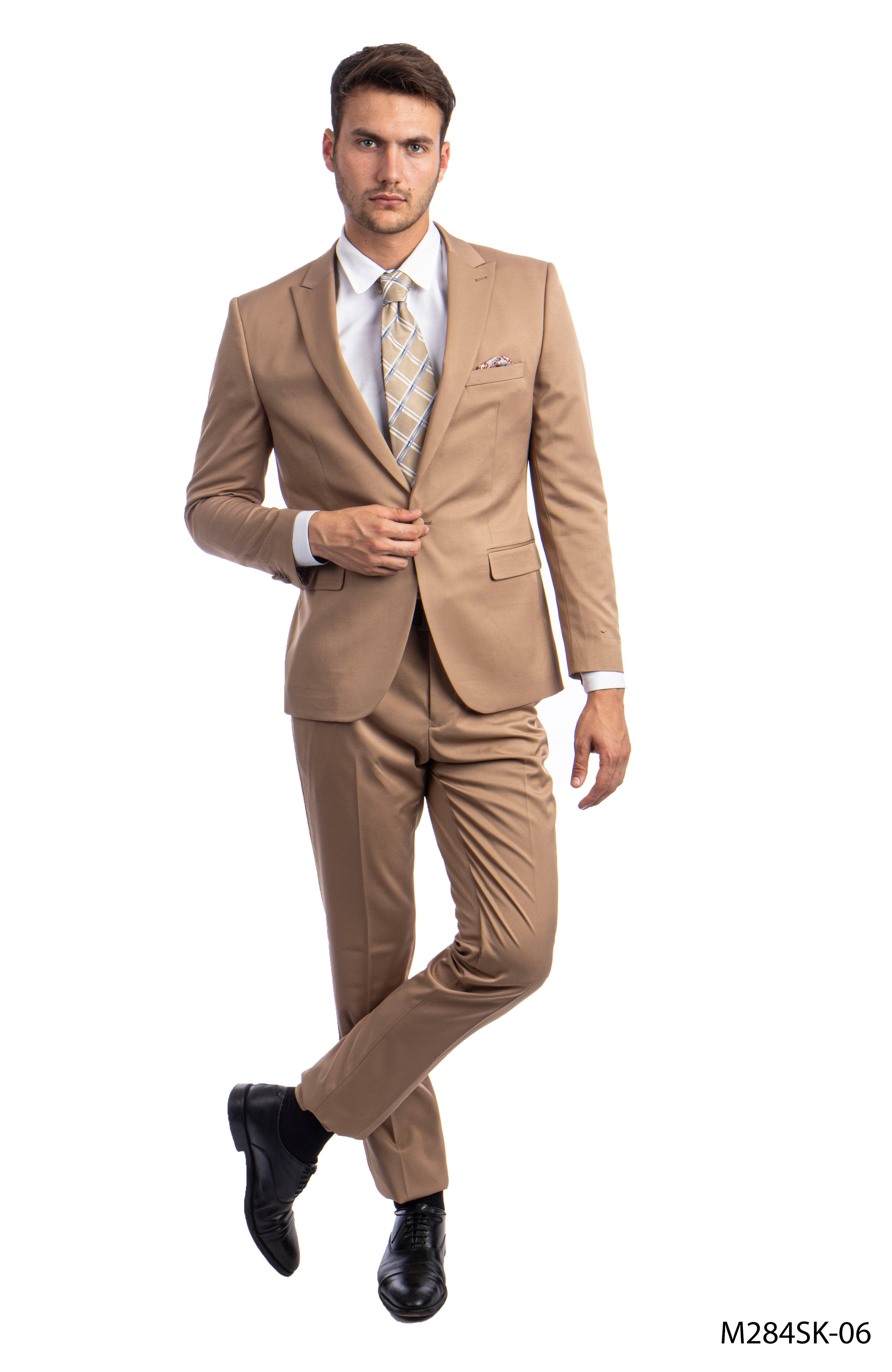 title:Sean Alexander Dk.Taupe 2 PC Solid Suit Skinny Fit Suits;color:Dk.Taupe