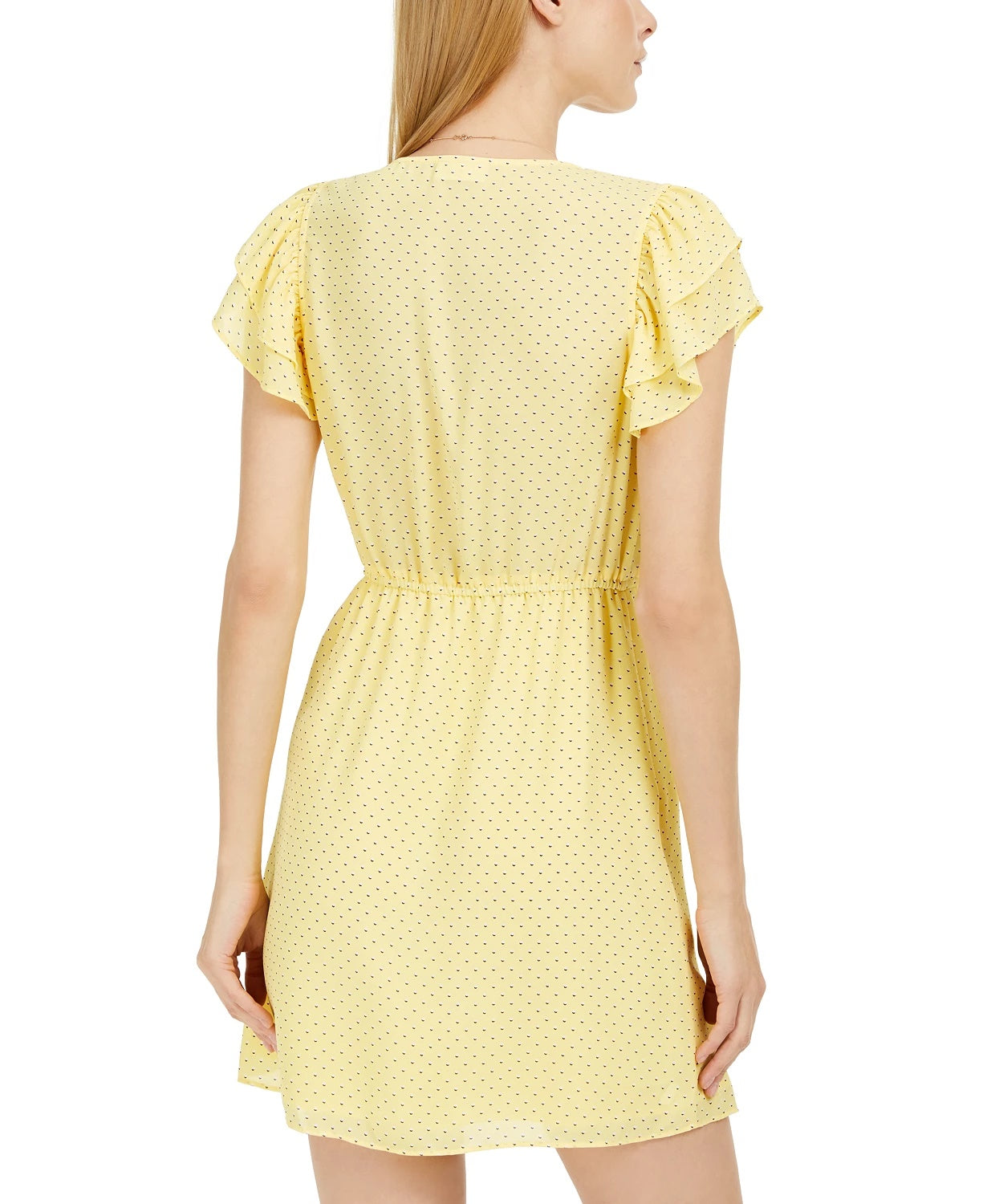 Maison Jules Women's Printed Drawstring-Waist Dress Yellow Size Small