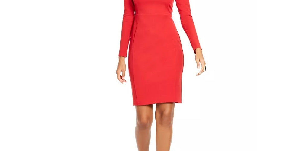 Thalia Sodi Women's Notched-Neck Sheath Dress  Bright Red Size X-Large