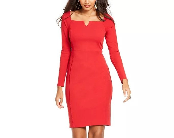 Thalia Sodi Women's Notched-Neck Sheath Dress  Bright Red Size X-Large