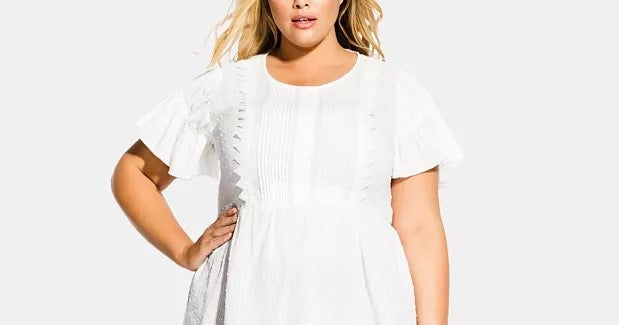 City Chic Trendy Women's Plus Size Summer Delight Embroidered Top Natural Size Small Petite