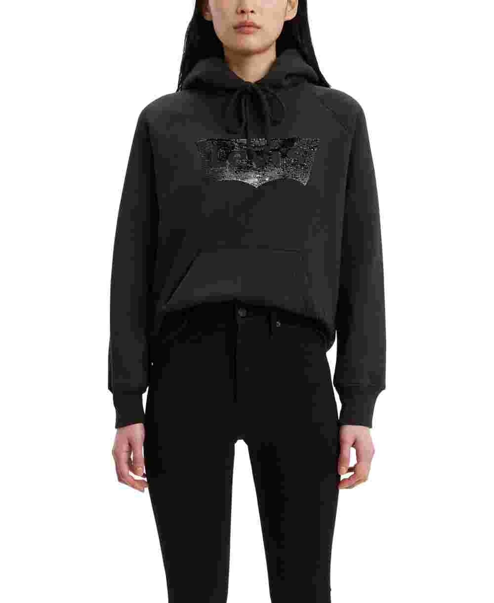 Levi's Women's Sequin Graphic Sport Hoodie Black Size X-Large