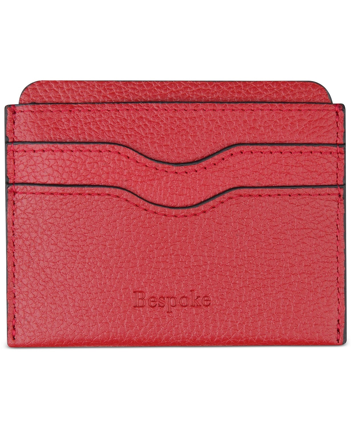 Bespoke Men's Pebble Leather Card Case Red Size Regular