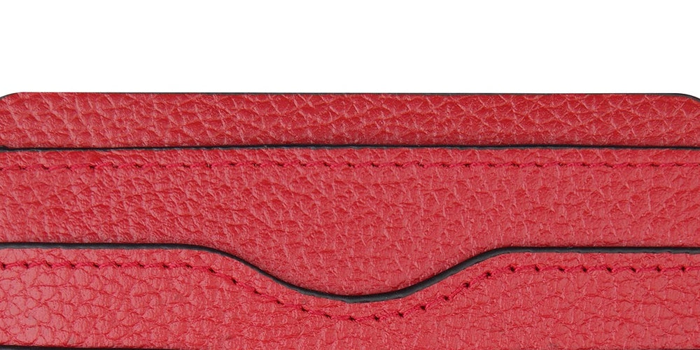 Bespoke Men's Pebble Leather Card Case Red Size Regular