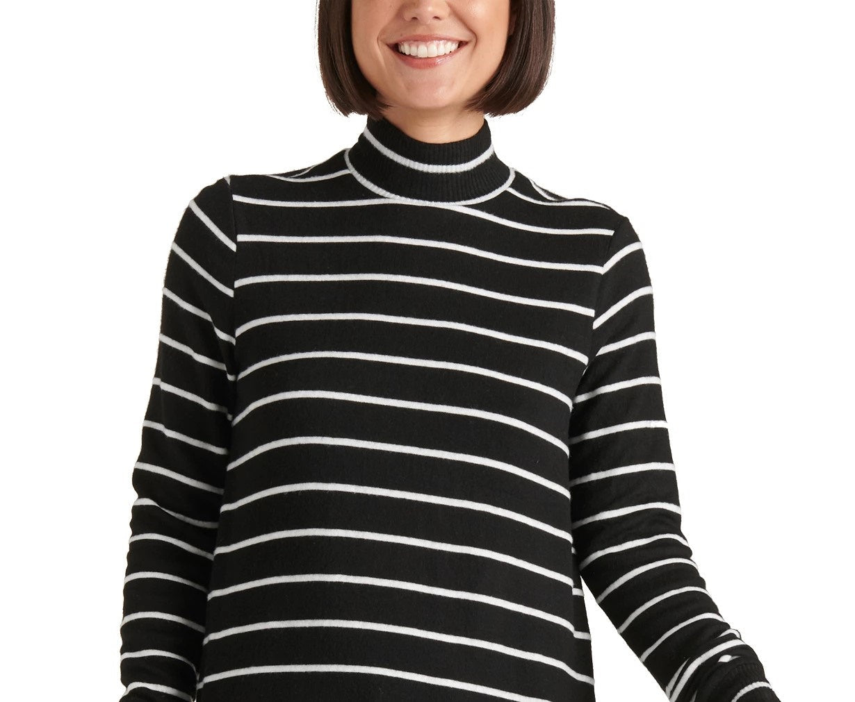 Lucky Brand Women's Striped Mock-Neck Top White Size Large