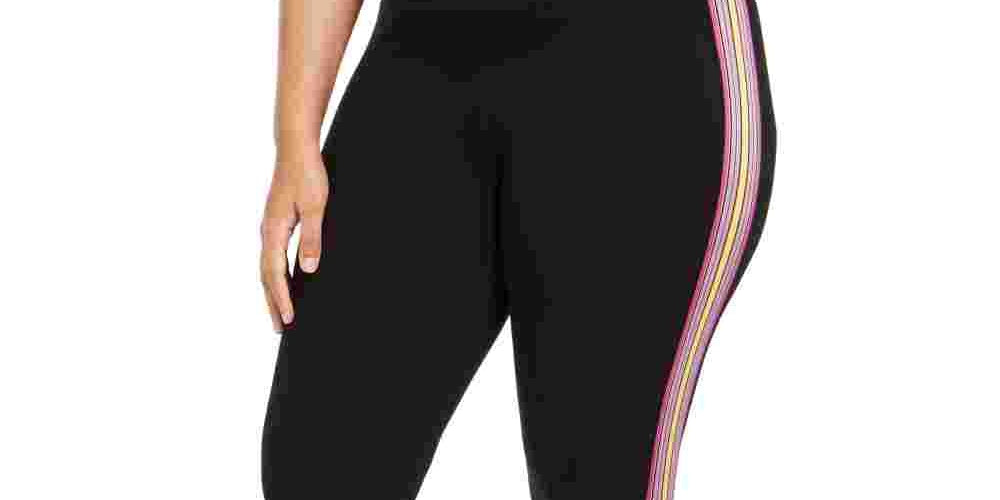 Calvin Klein Women's Essex Stripe Tricot CroPetite Petiteed Leggings Black Size 3X