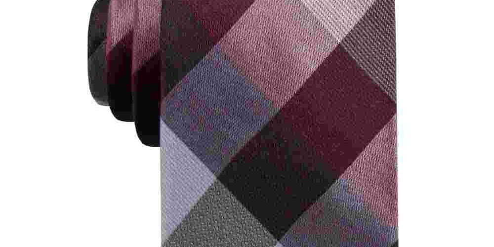 Ryan Seacrest Distinction Mens Weho Silk Check Regular Tie Dark Red Size Regular