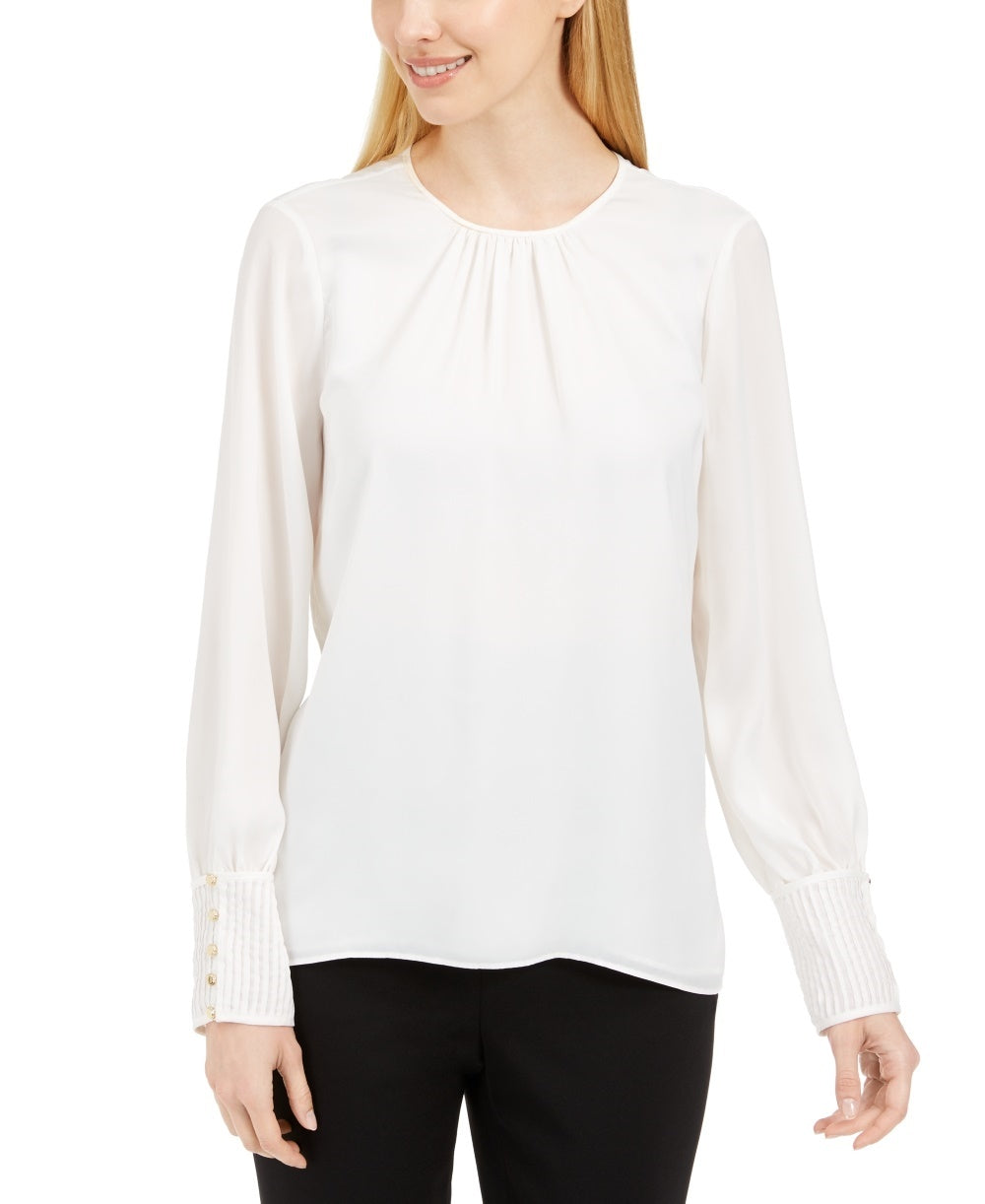 Calvin Klein Women's Woven Top White Size Large