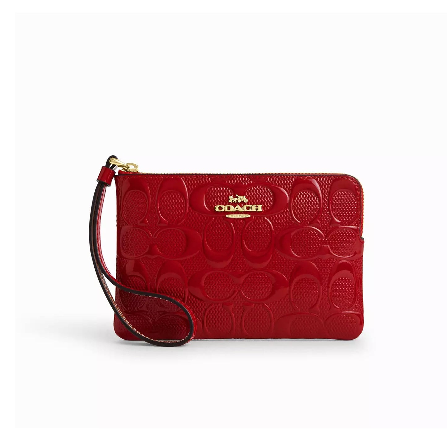 title:Coach Women's Corner Zip In Signature Leather;color:Red