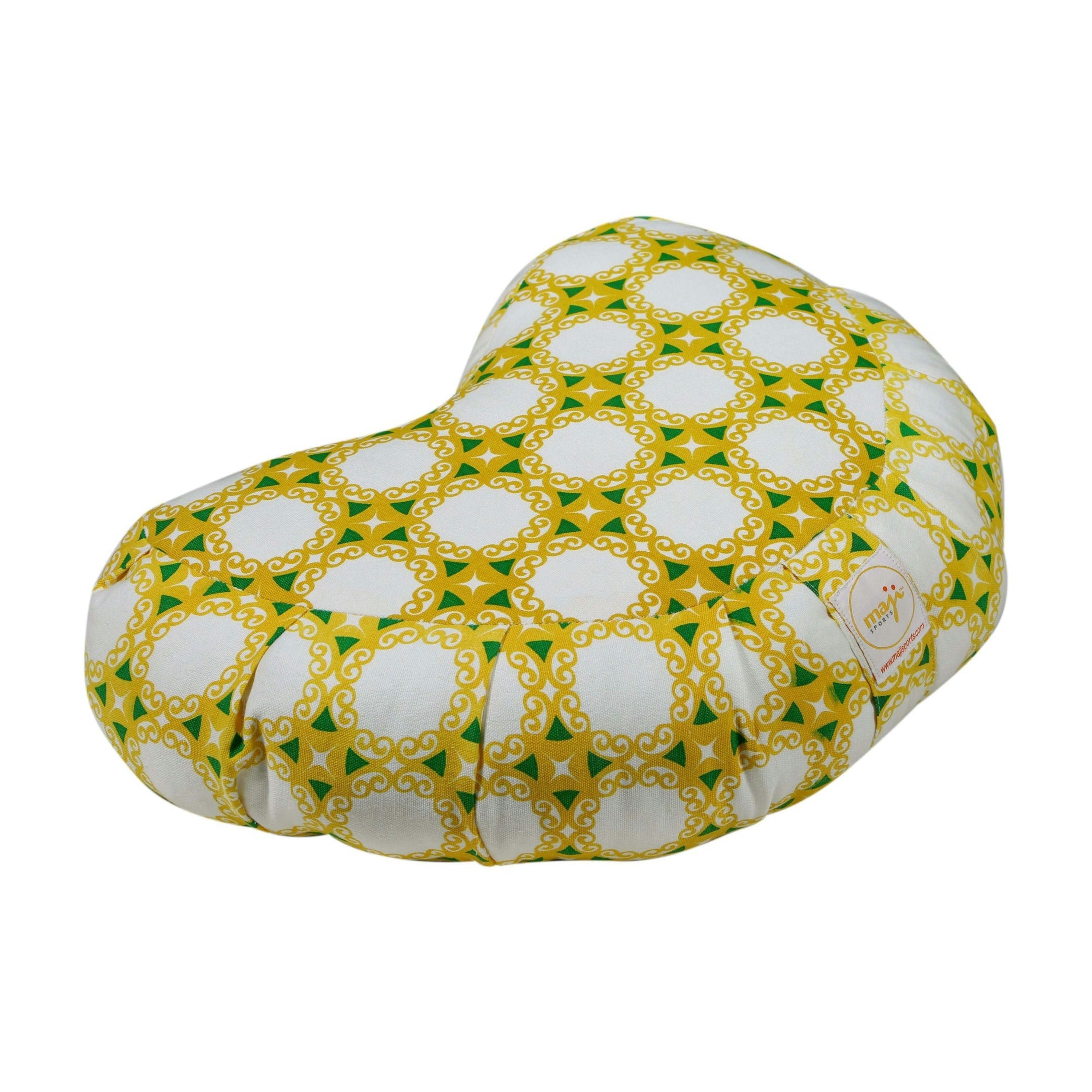 title:Maji Sports Halfmoon Zafu Yoga Meditation Pillow;color:Yellow Green Tile