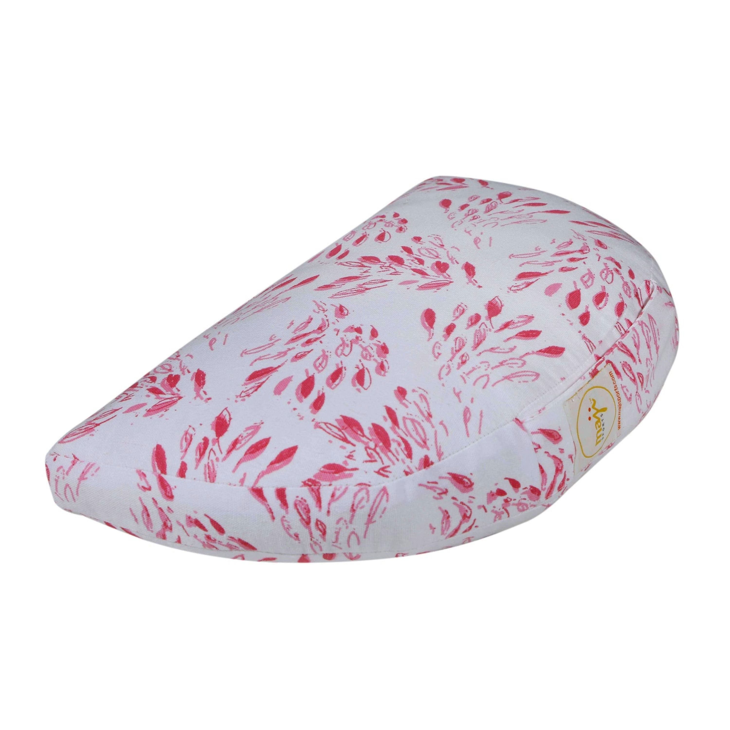 title:Maji Sports Om Zafu Yoga Meditation Pillow;color:White Dainty Leaves