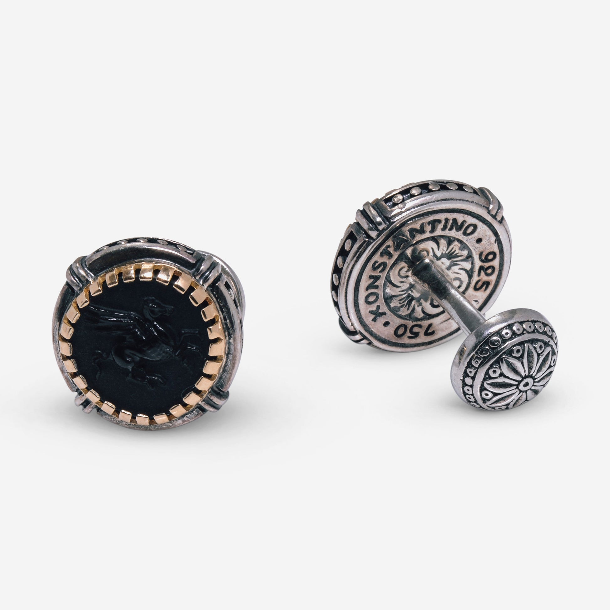 Konstantino Achilles Sterling Silver and Onyx Cufflinks MAKJ103-120 - THE SOLIST