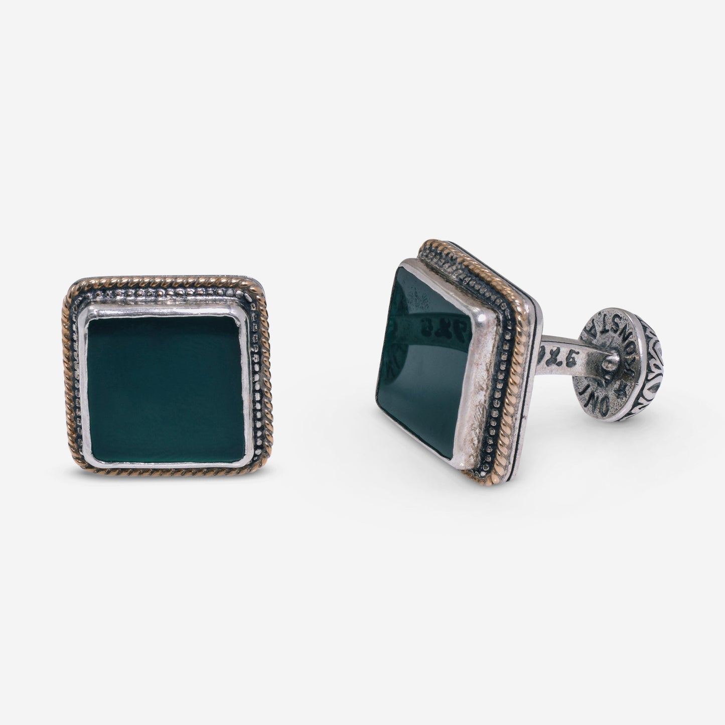 Konstantino Sterling Silver and Green Agate Cufflinks MAKJ67-100