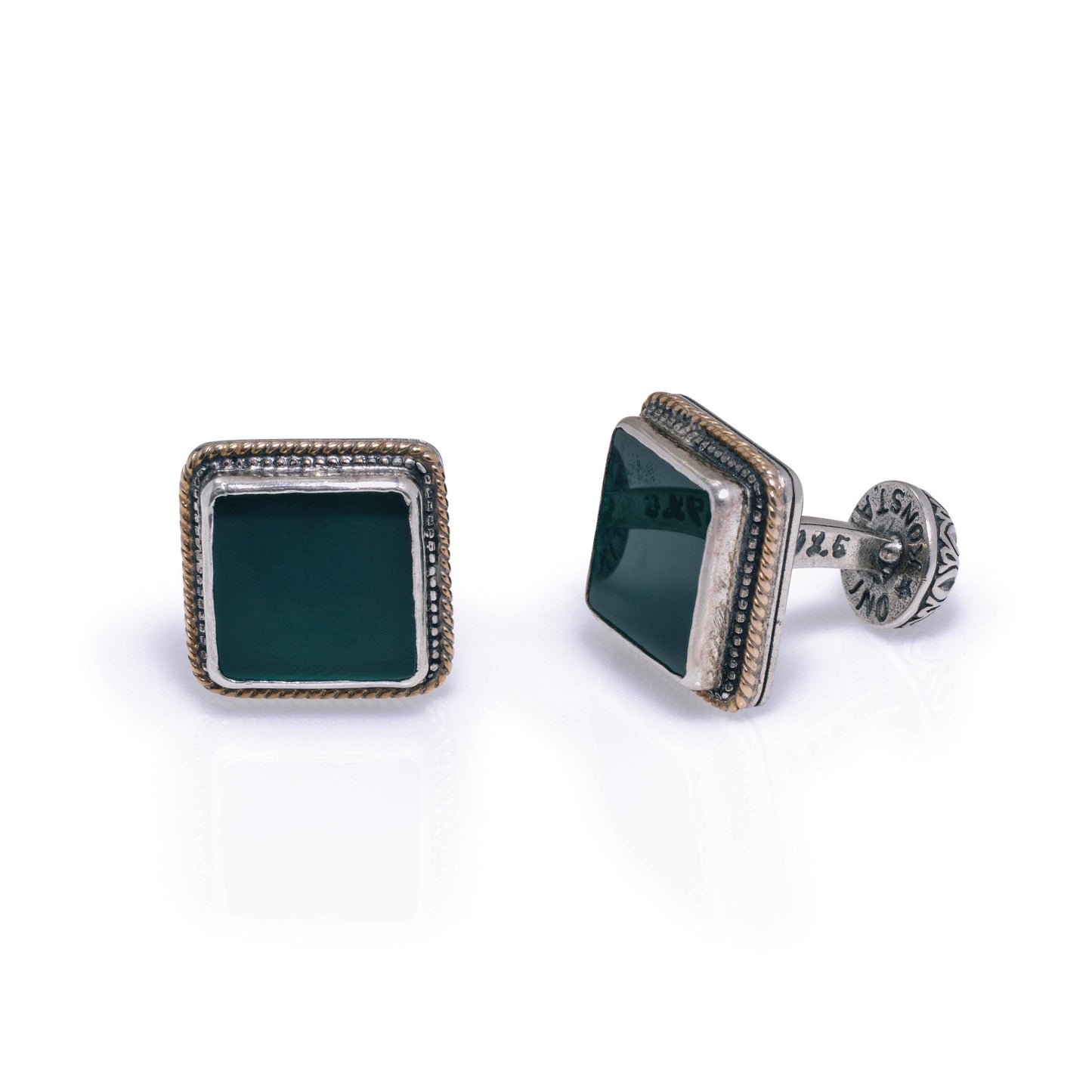 Konstantino Sterling Silver and Green Agate Cufflinks MAKJ67-100 - ShopWorn