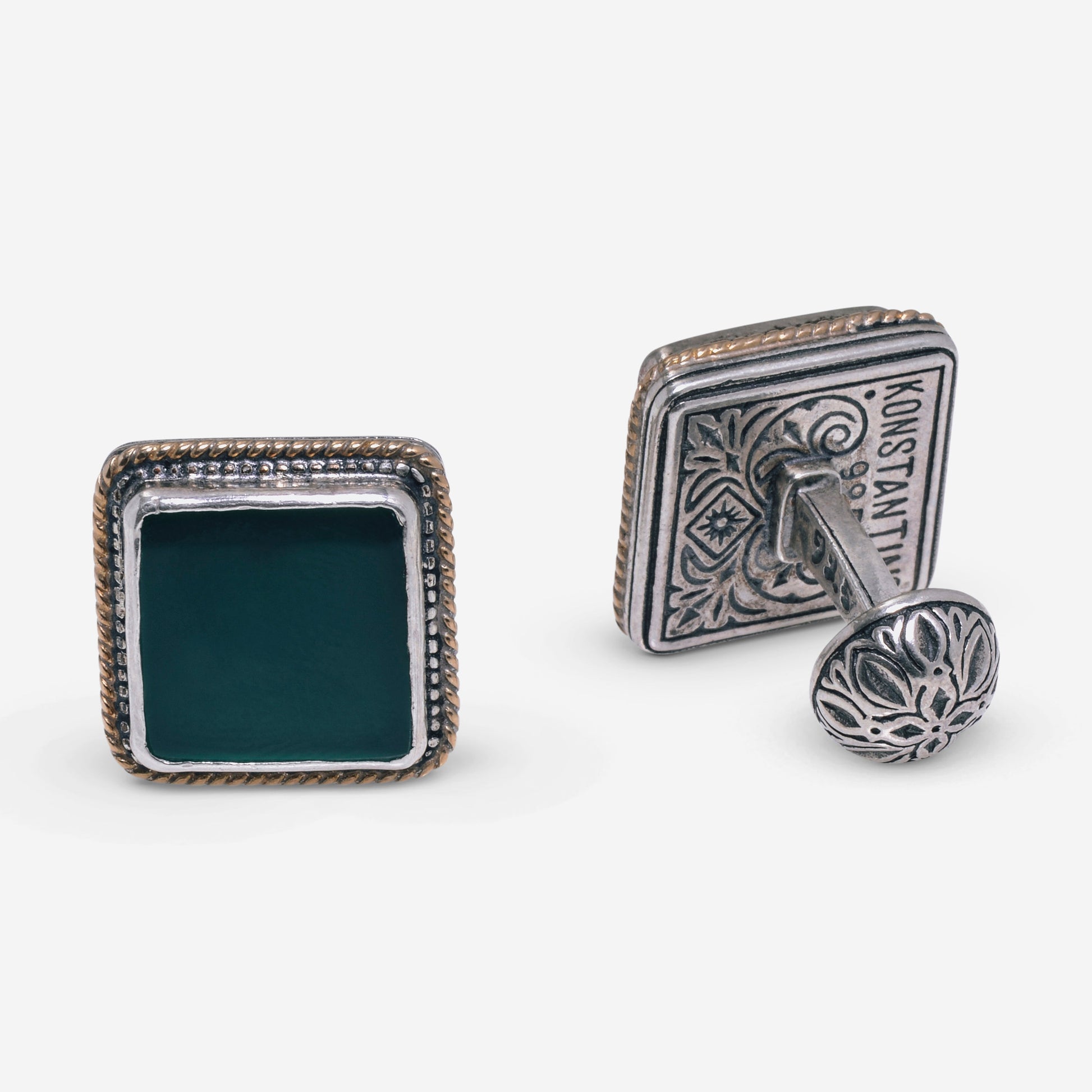 Konstantino Sterling Silver and Green Agate Cufflinks MAKJ67-100 - THE SOLIST