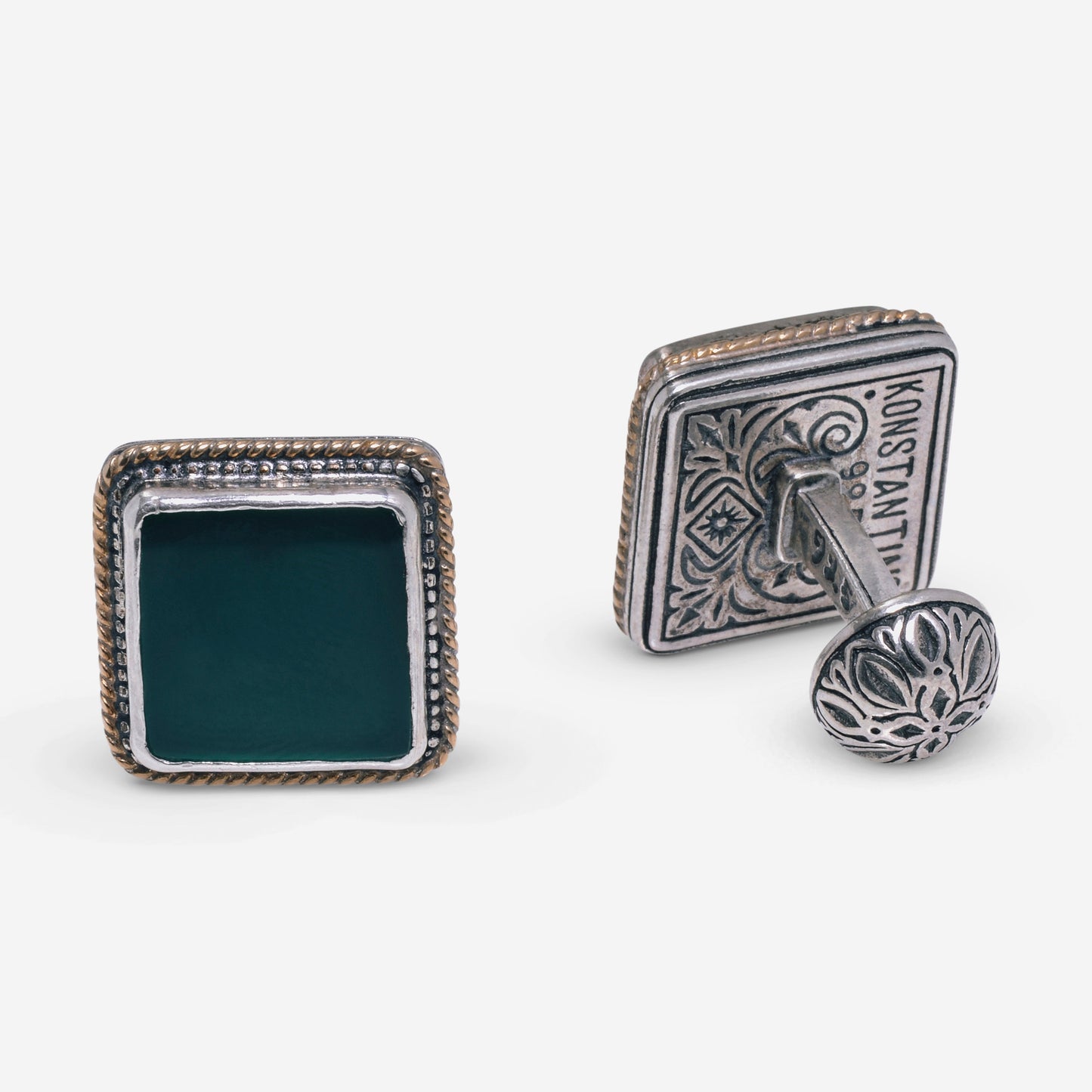 Konstantino Sterling Silver and Green Agate Cufflinks MAKJ67-100