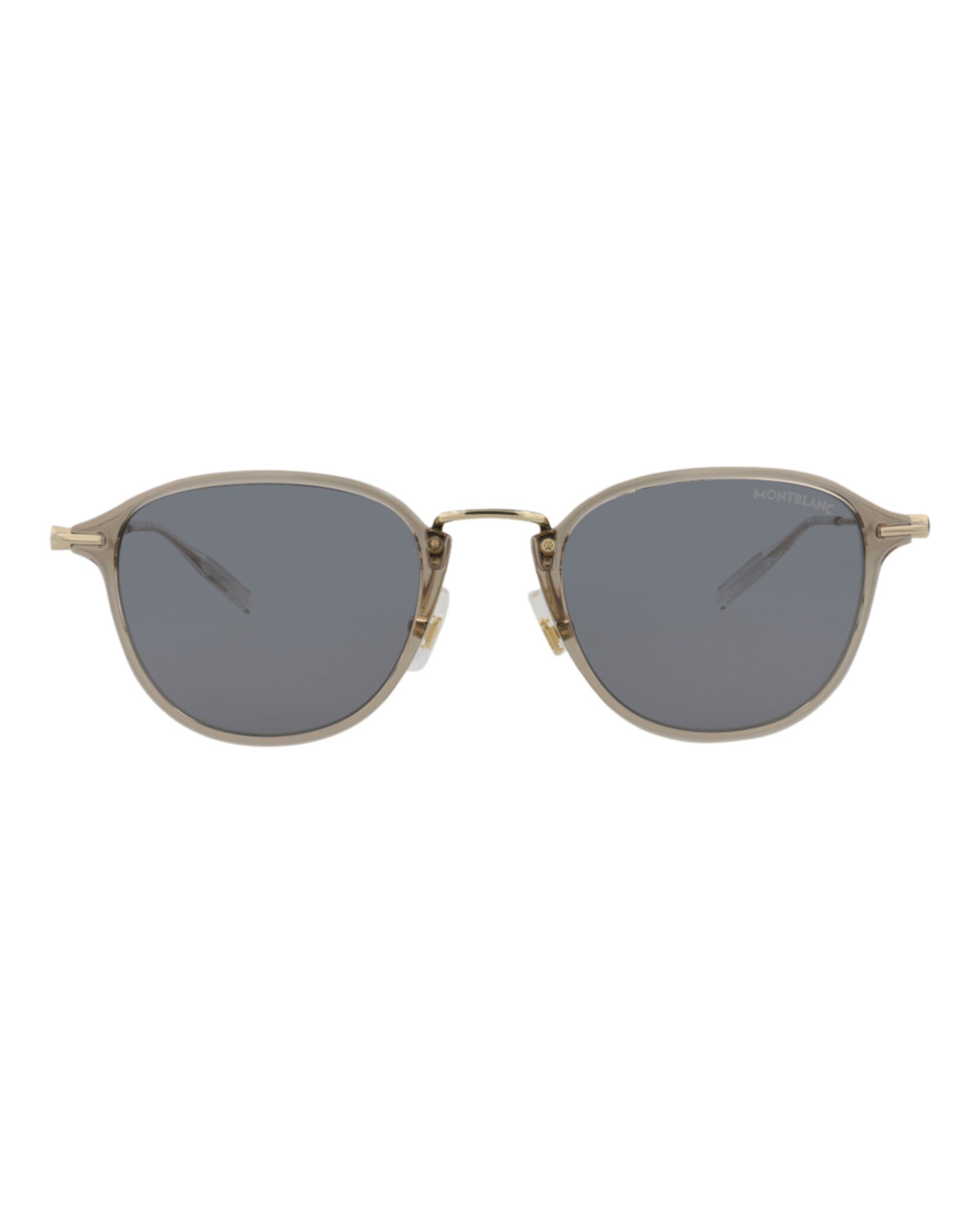 title:Montblanc Round-Frame Injection Sunglasses, Style #  MB0155S-30010173003;color:Beige Gold Grey