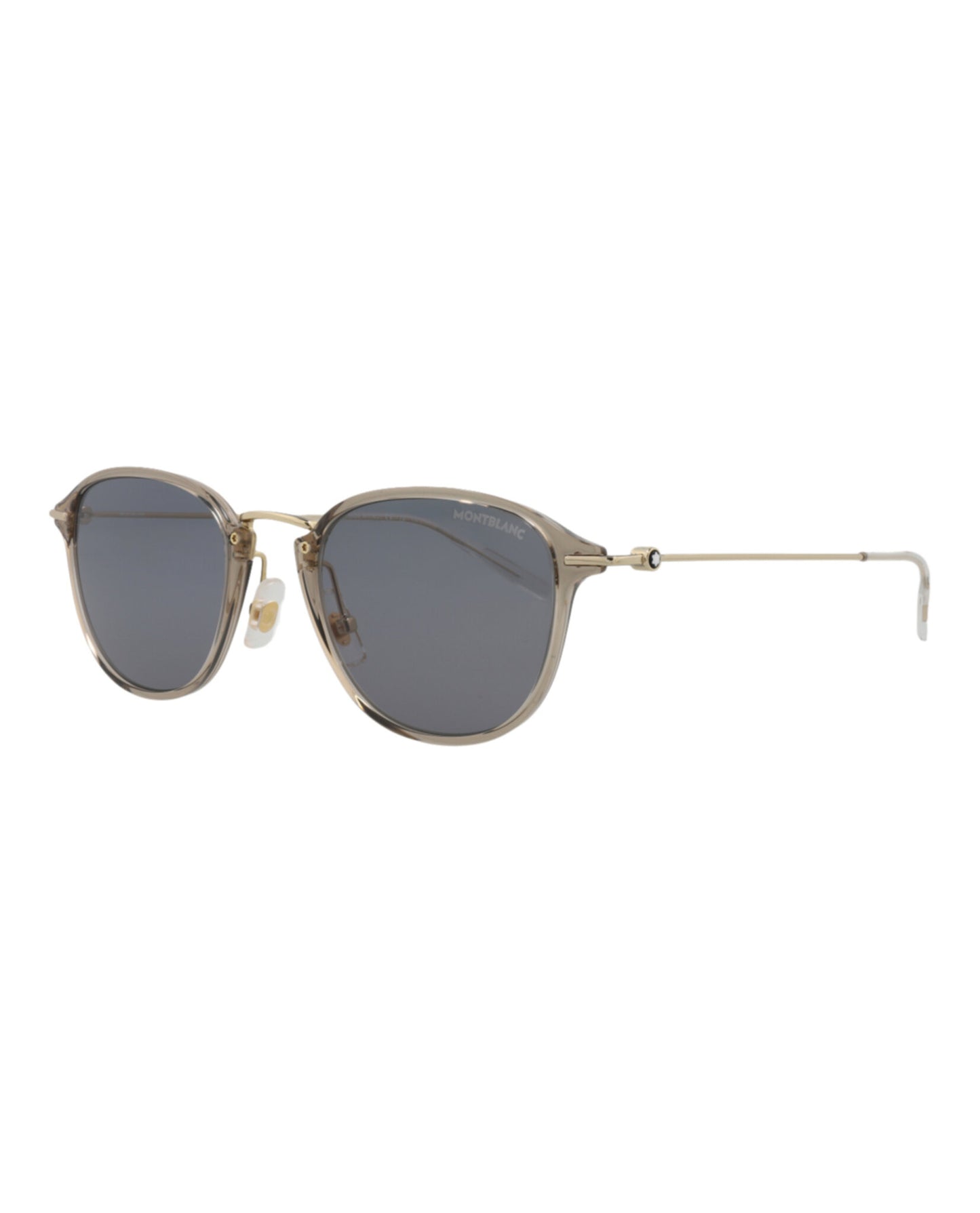 title:Montblanc Round-Frame Injection Sunglasses, Style #  MB0155S-30010173003;color:Beige Gold Grey