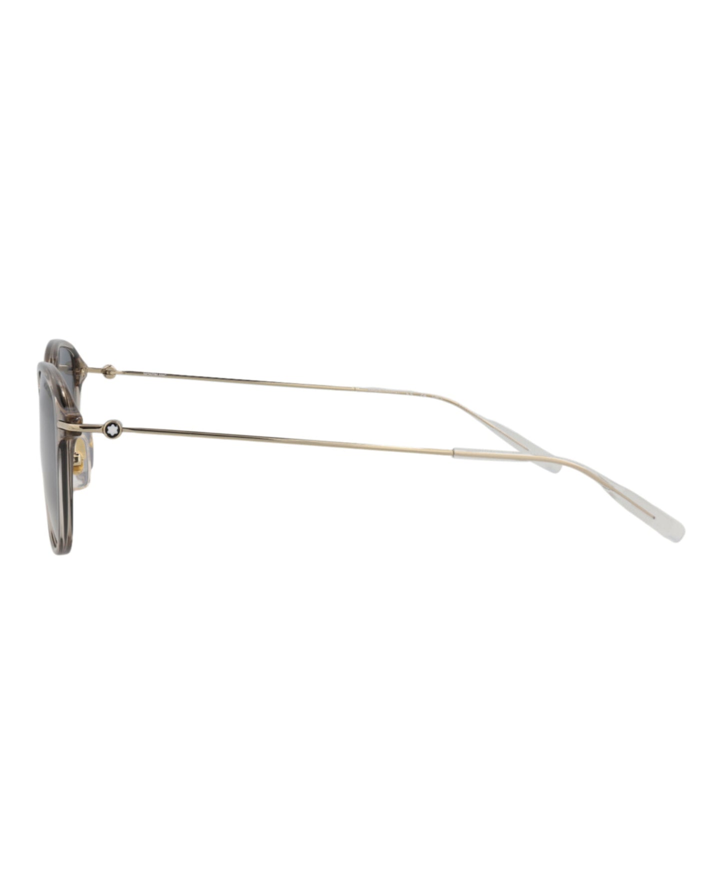 title:Montblanc Round-Frame Injection Sunglasses, Style #  MB0155S-30010173003;color:Beige Gold Grey