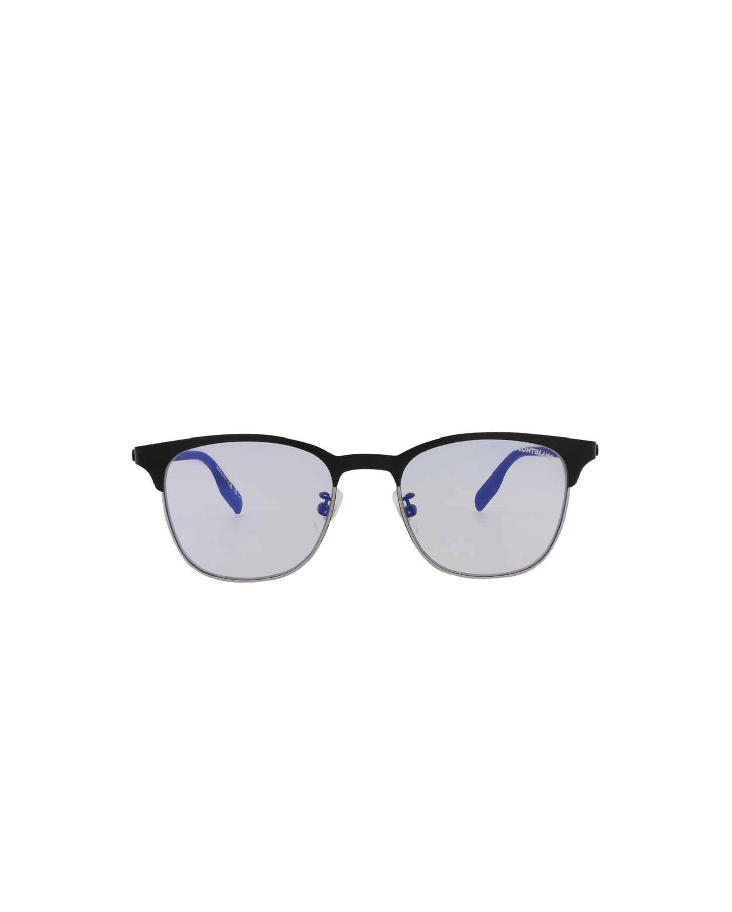 title:Montblanc Square-Frame Metal Sunglasses, Style #  MB0183S-30011405005;color:Black Blue Light Blue