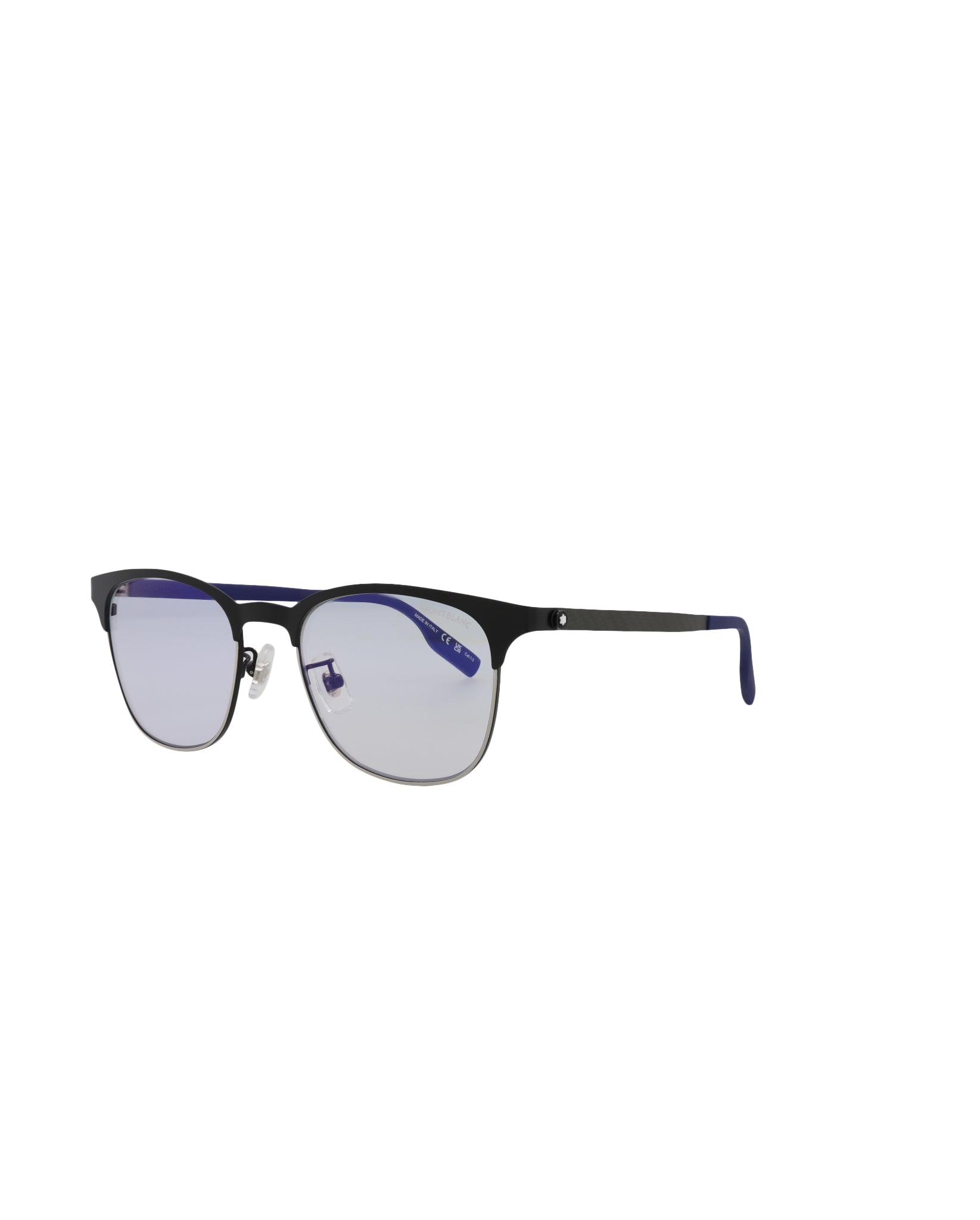 title:Montblanc Square-Frame Metal Sunglasses, Style #  MB0183S-30011405005;color:Black Blue Light Blue