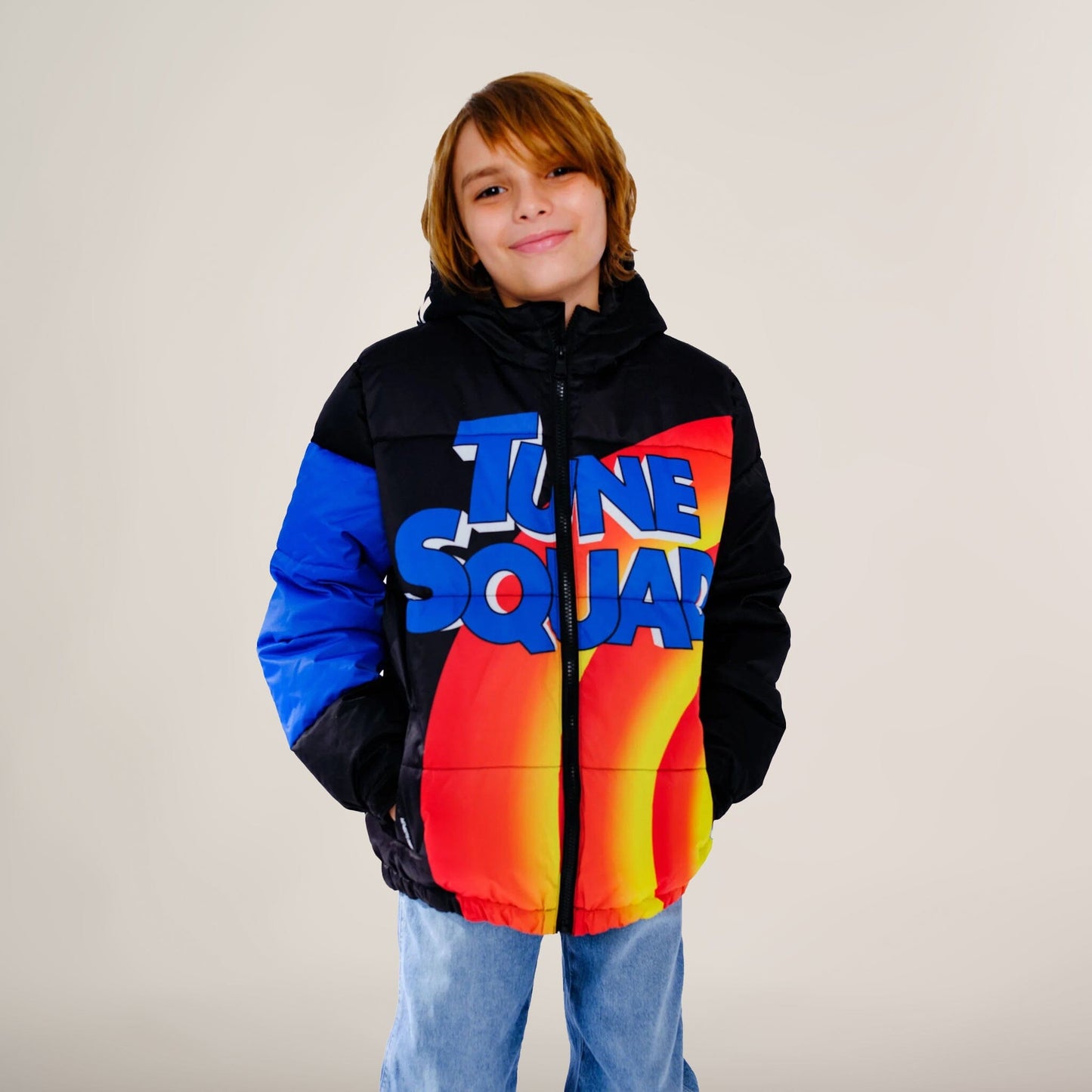 Cartoon Print Puffer Jacket for Boy's