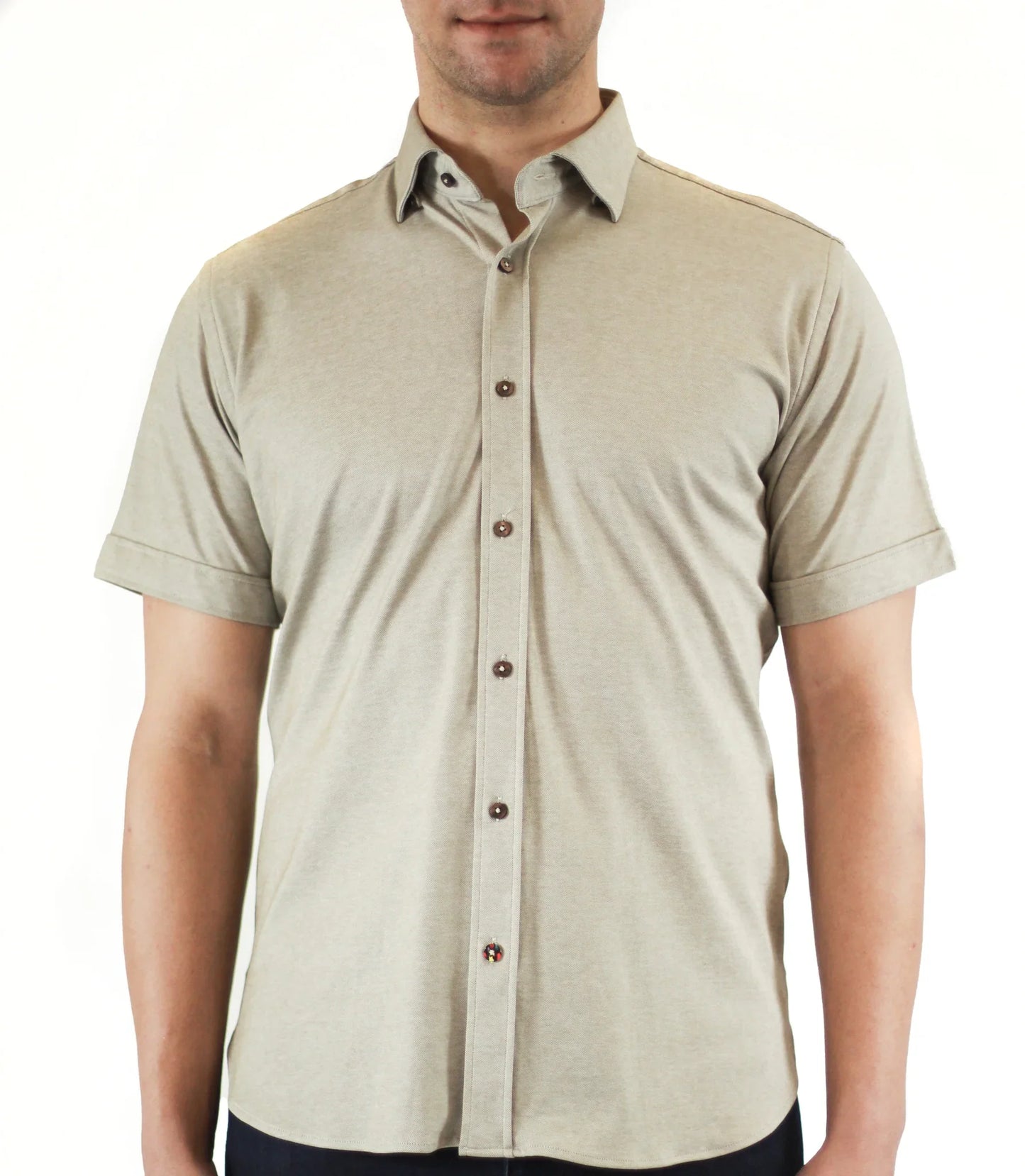 Max Colton Beige Knit Short Sleeve Shirt