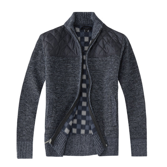 title:Gioberti Men's Marled Blue Knitted Regular Fit Full Zip Cardigan Sweater with Soft Brushed Flannel Lining;color:Marled Blue