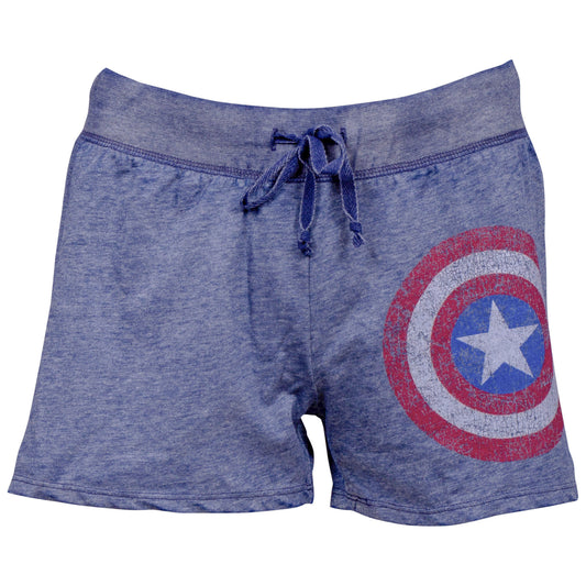 title:Captain America Symbol Juniors Sleep Shorts;color:Blue