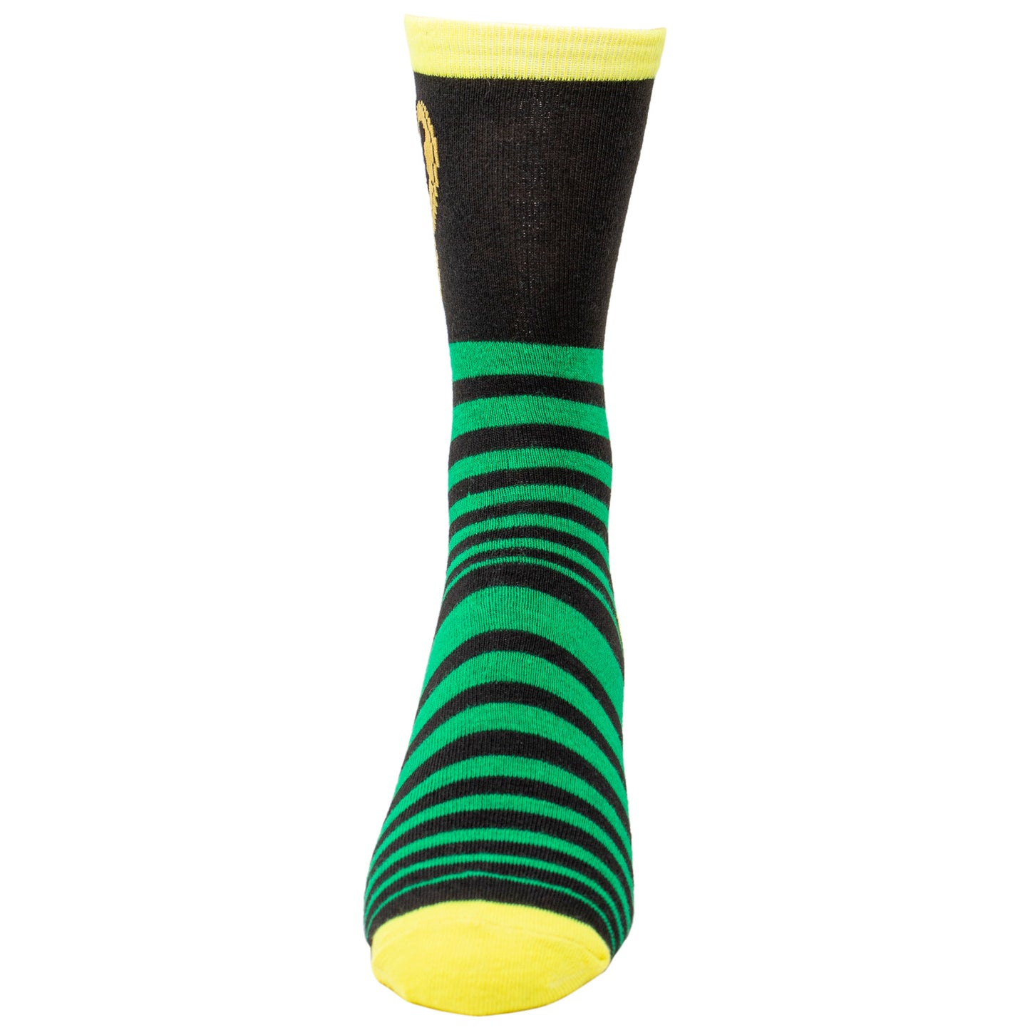 title:Loki Helmet Striped Crew Socks;color:Green