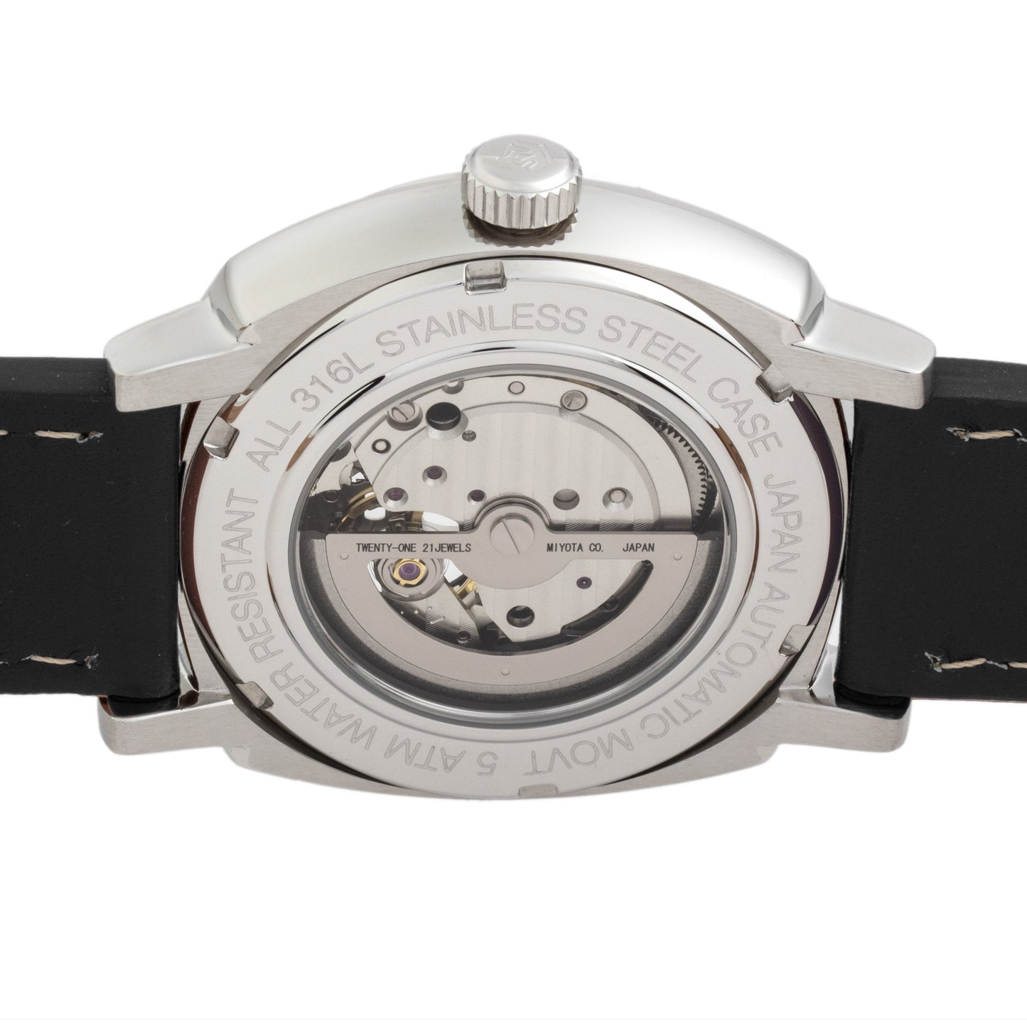 Reign Napoleon Automatic Semi-Skeleton Leather-Band Watch - Silver/Black - REIRN5801