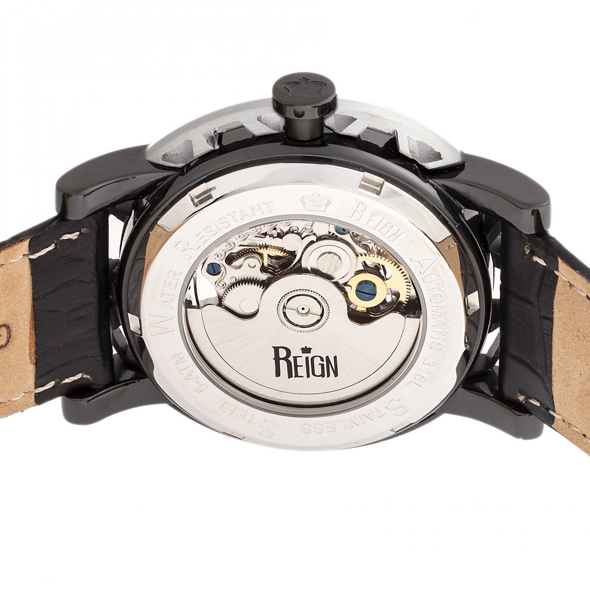 Reign Stavros Automatic Skeleton Leather-Band Watch - Silver/Charcoal - REIRN3704