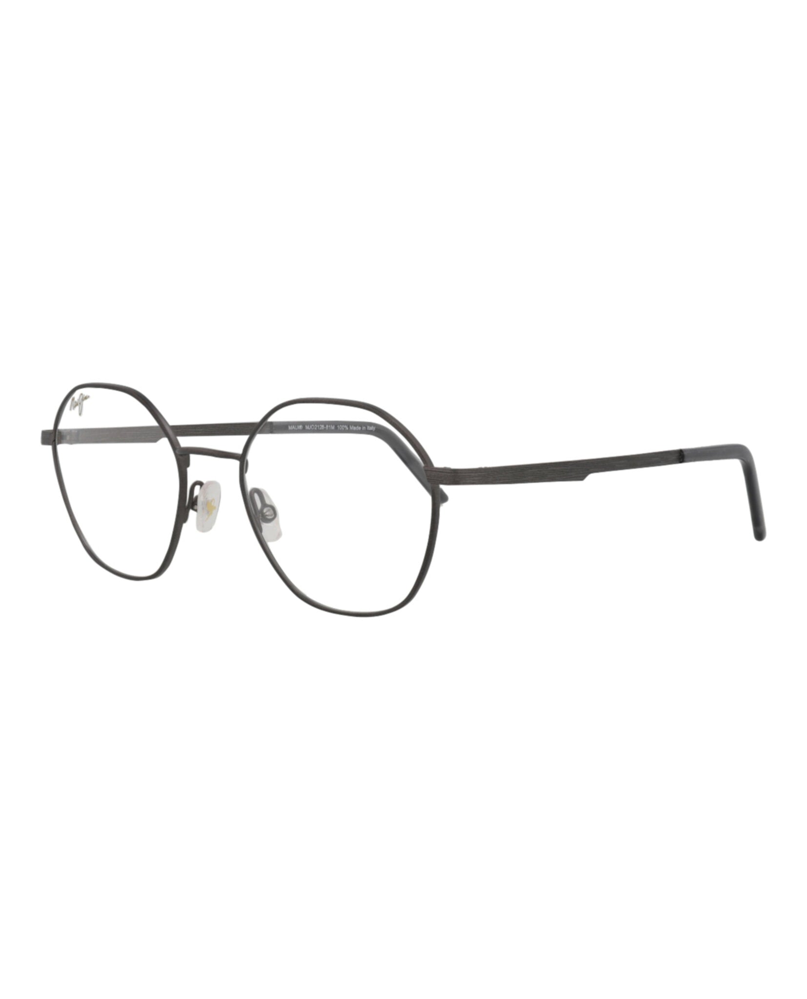 title:Maui Jim Round-Frame Stainless Steel Optical Frames;color:Gunmetal Gunmetal Transparent