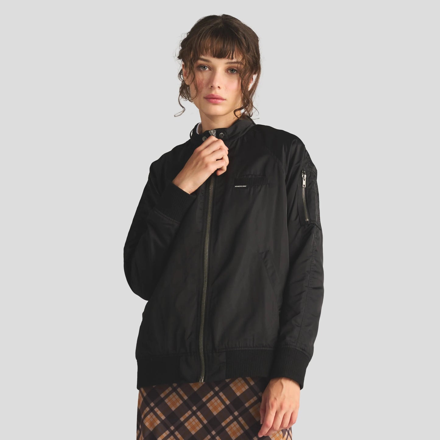 Women's Satin Bomber Jacket Women's Iconic Jacket Members Only Black X-Small 