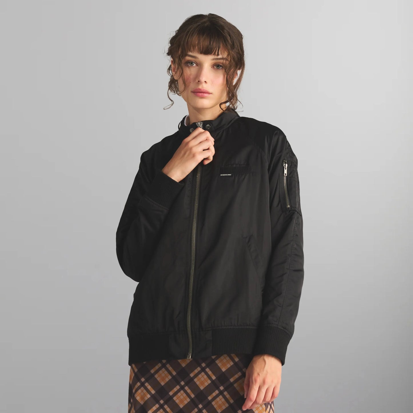 Women's Satin Bomber Jacket Women's Iconic Jacket Members Only Black X-Small 