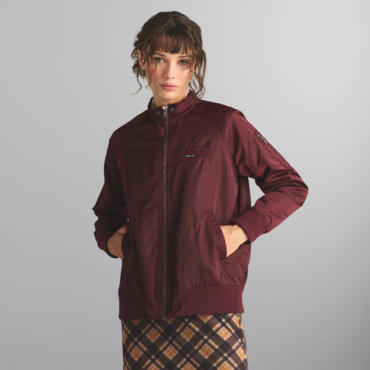 Women's Satin Bomber Jacket Women's Iconic Jacket Members Only Burgundy X-Small 