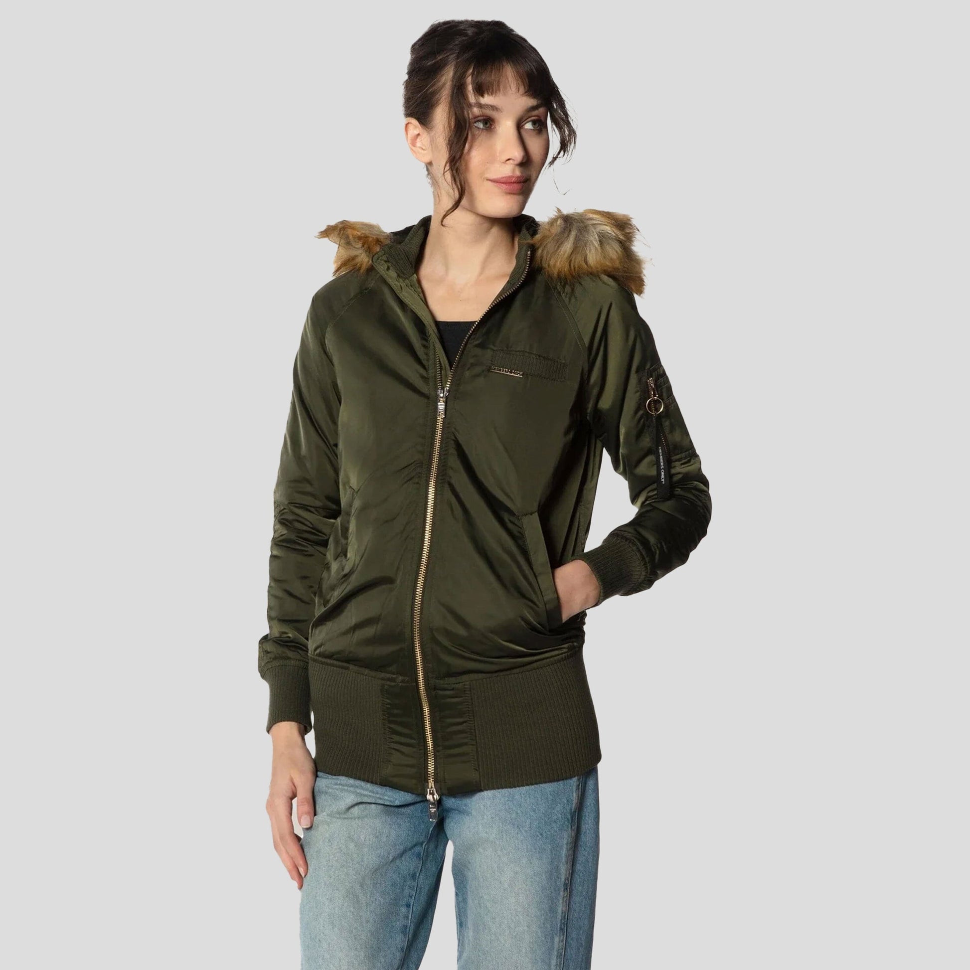 Women's Elongated Bomber Jacket - FINAL SALE Bomber Jacket Members Only 