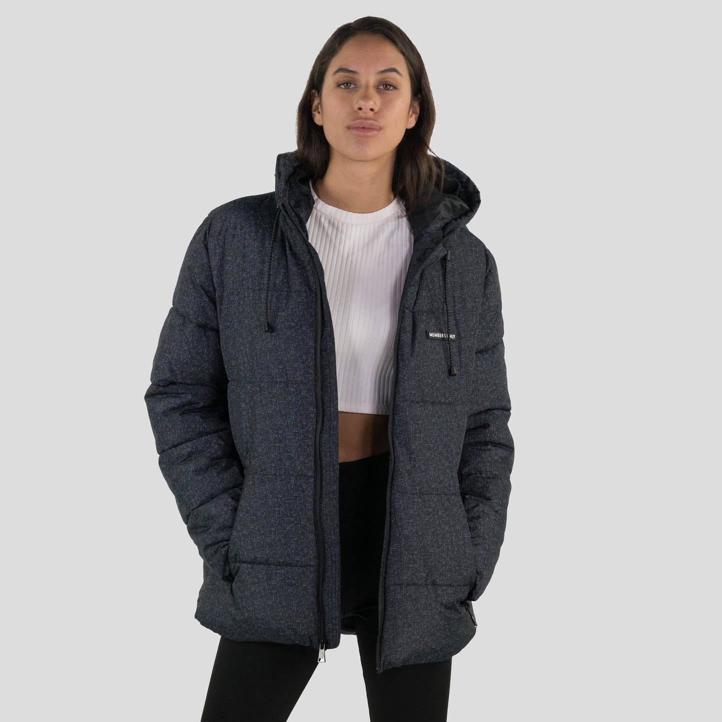 Women's Heather Print Puffer Oversized Jacket - FINAL SALE Womens Jacket Members Only 