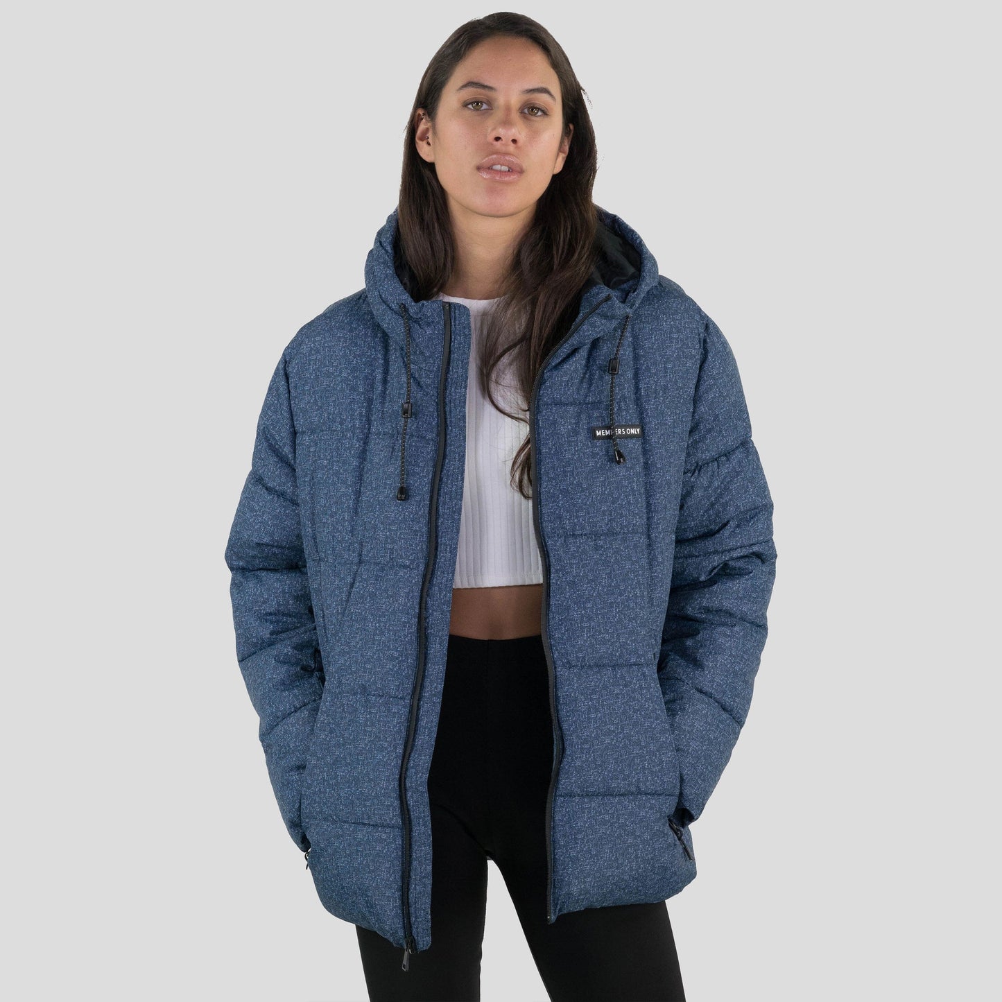 Women's Heather Print Puffer Oversized Jacket - FINAL SALE Womens Jacket Members Only 