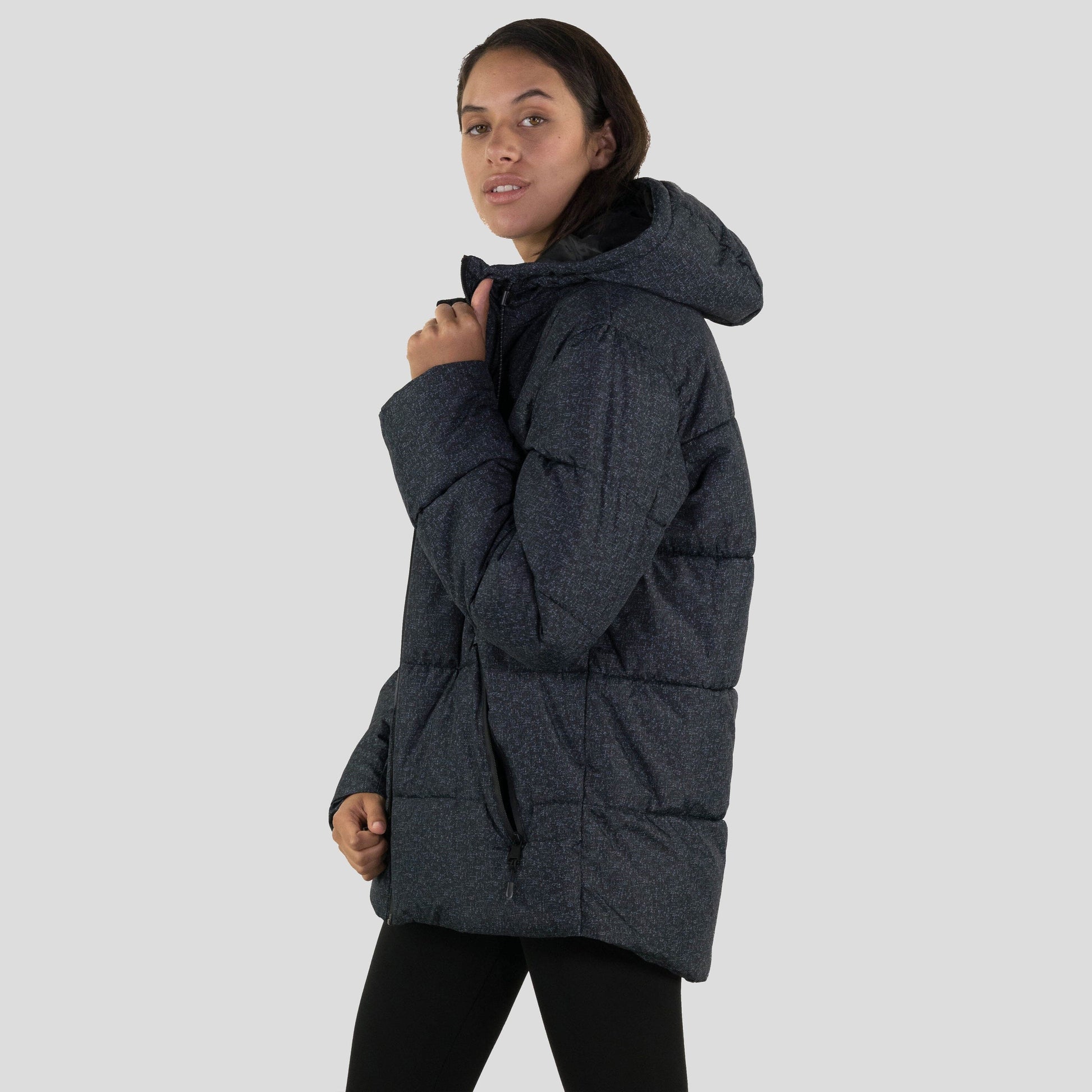 Women's Heather Print Puffer Oversized Jacket - FINAL SALE Womens Jacket Members Only 