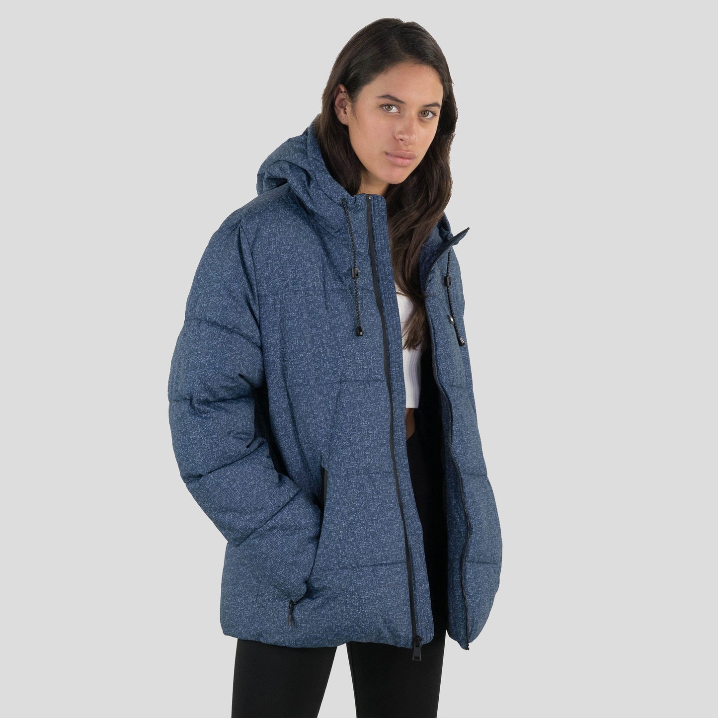 Women's Heather Print Puffer Oversized Jacket - FINAL SALE Womens Jacket Members Only 