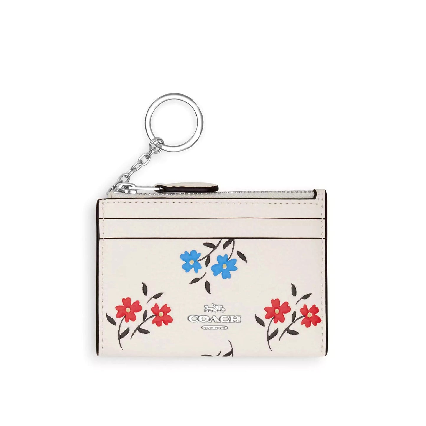 title:Coach Women's Mini Skinny Id Case With Floral Print;color:Chalk Multi