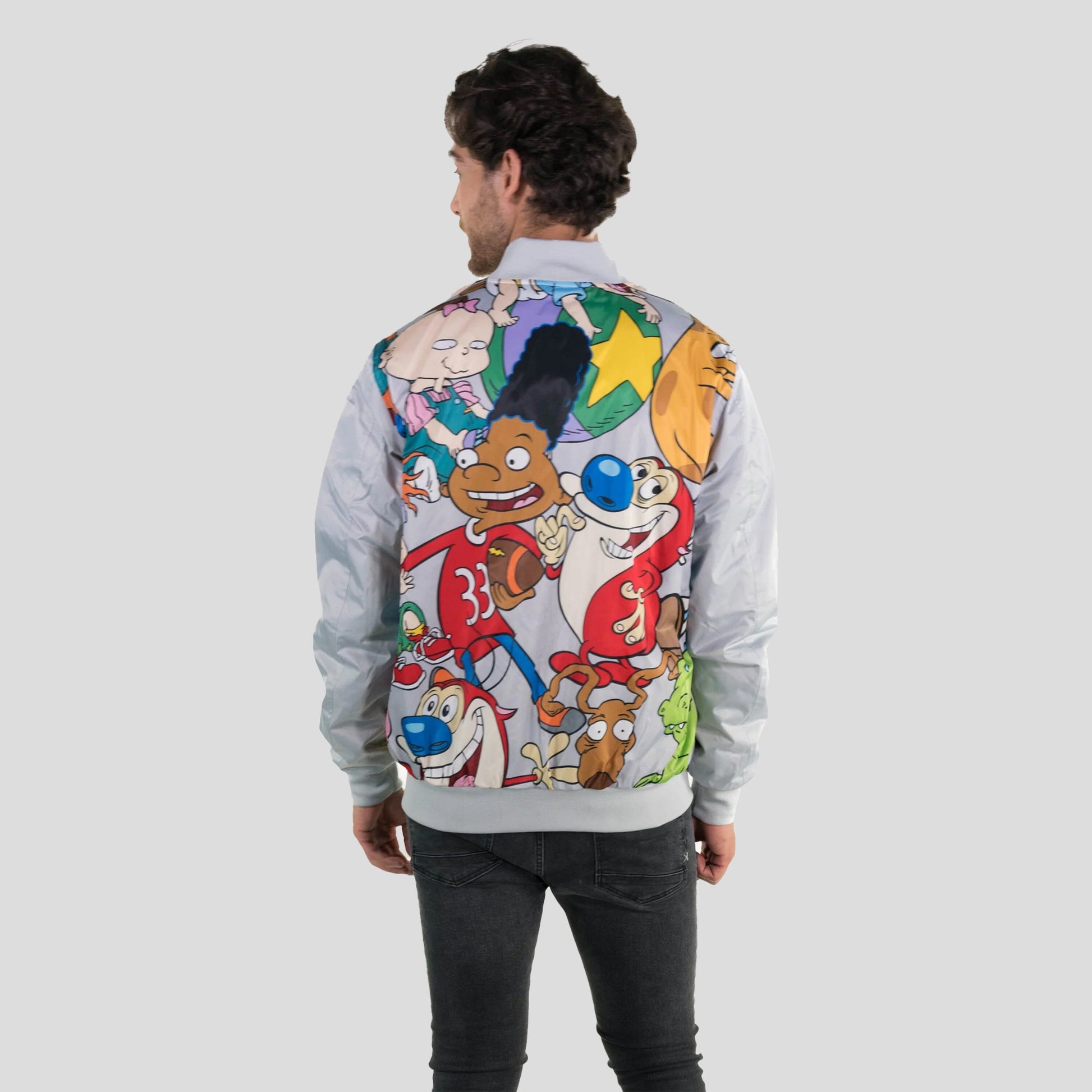 Men's Nickelodeon Mash Print Bomber Jacket - FINAL SALE Unisex Members Only Official 