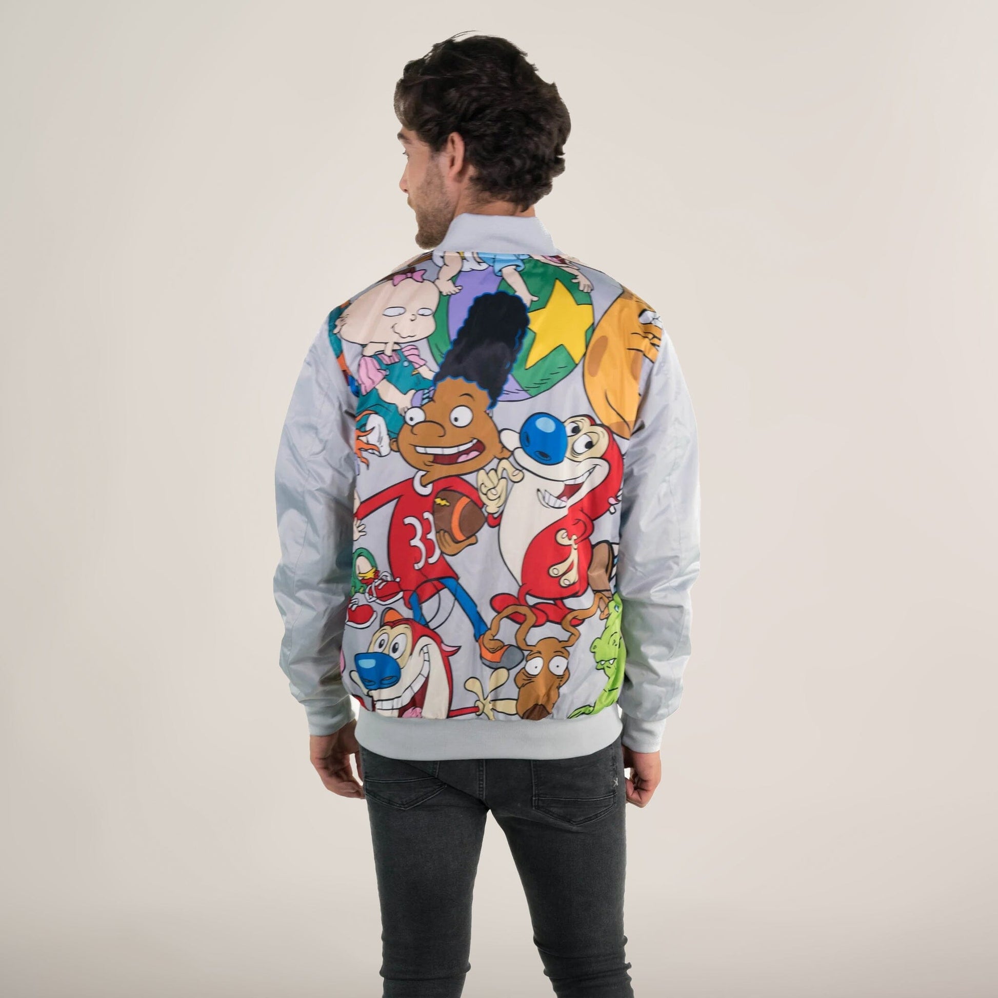 Men's Nickelodeon Mash Print Bomber Jacket Unisex Members Only Official 